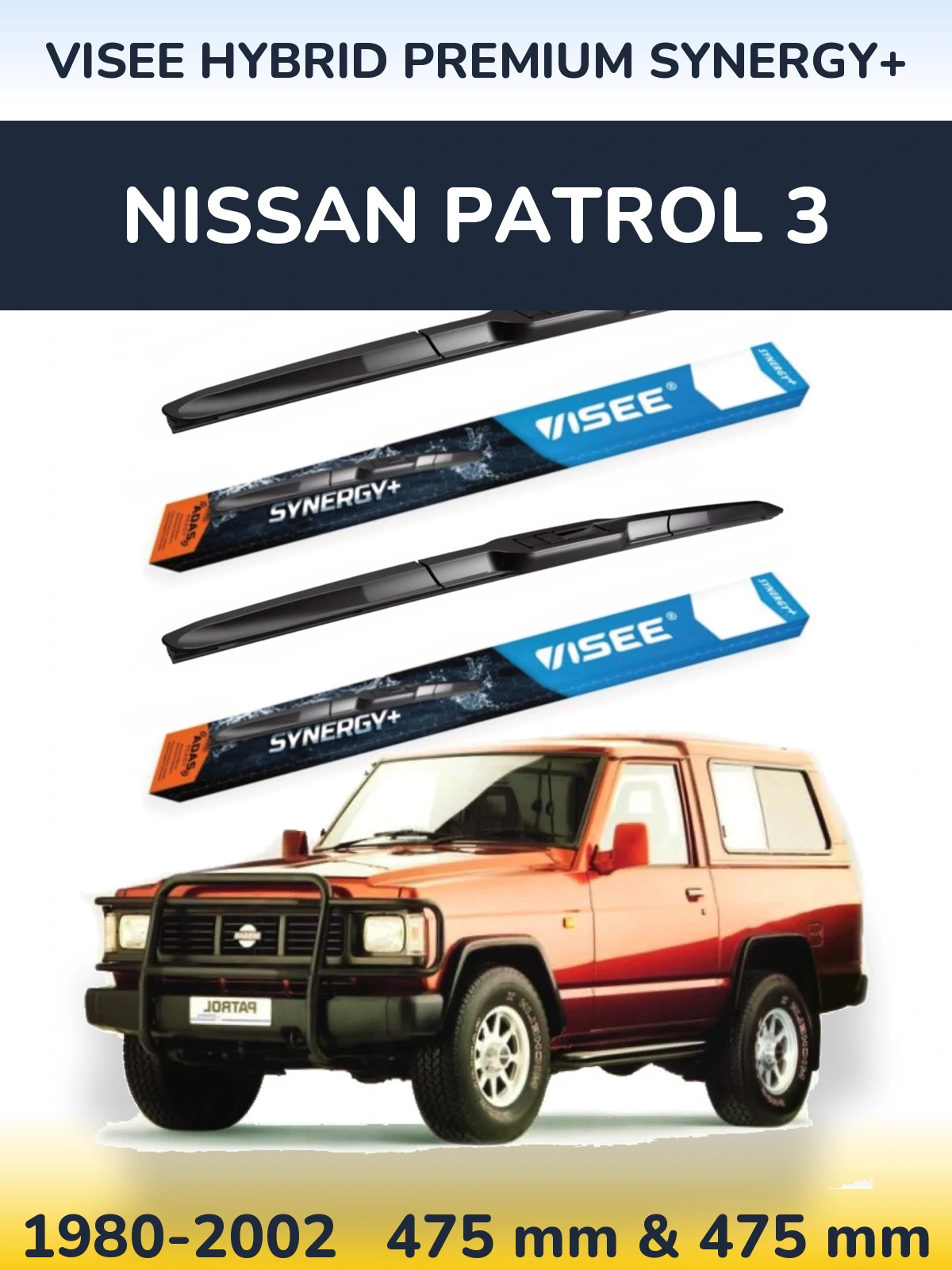 Komplet przednich wycieraczek VISEE HYBRID PREMIUM SYNERGY+ 475 & 475 mm do Nissan Patrol 3 1980-2002