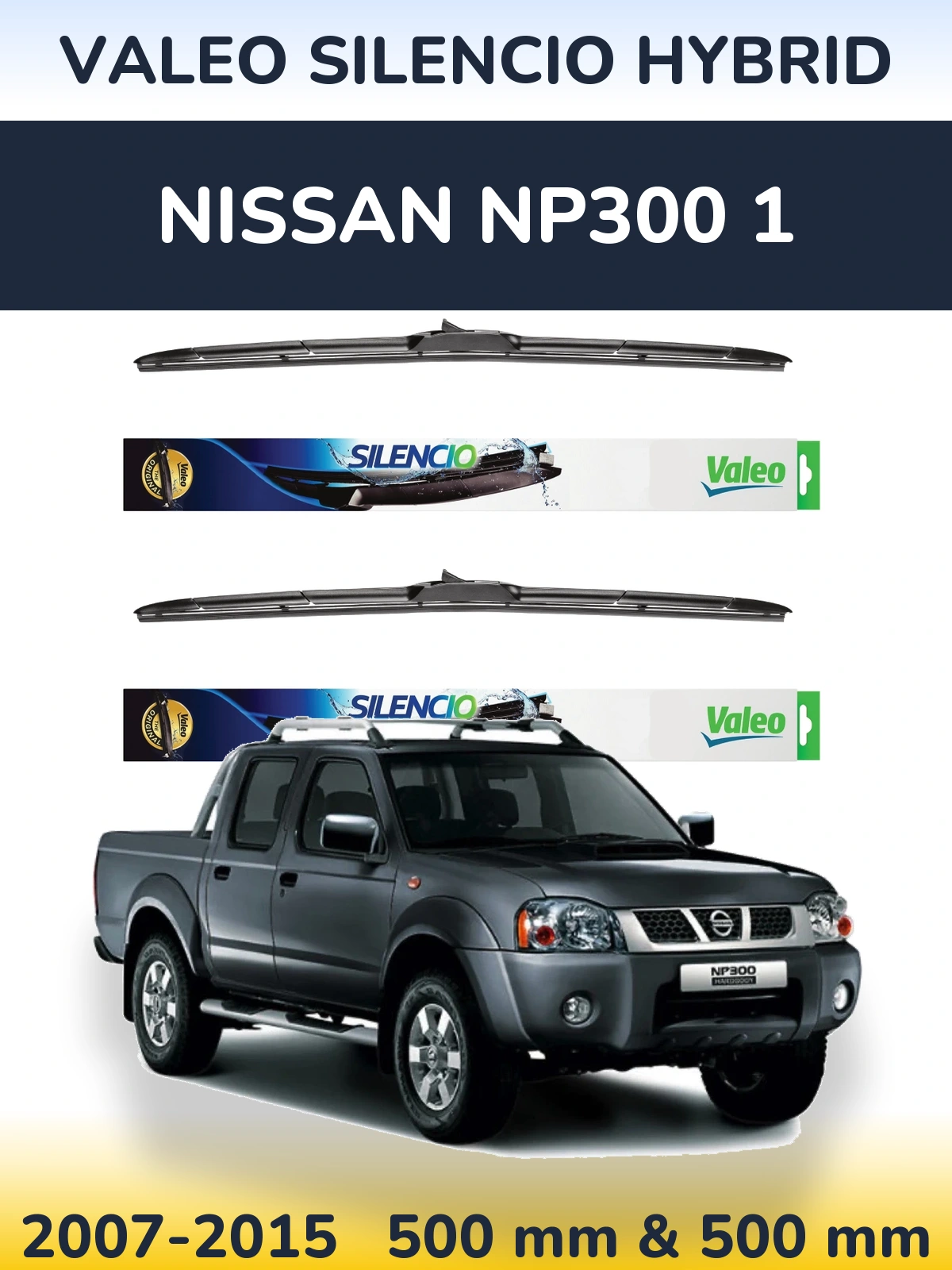 Комплект передних дворников Valeo Silencio Hybrid 500 & 500 мм для Nissan NP300 1 2007-2015