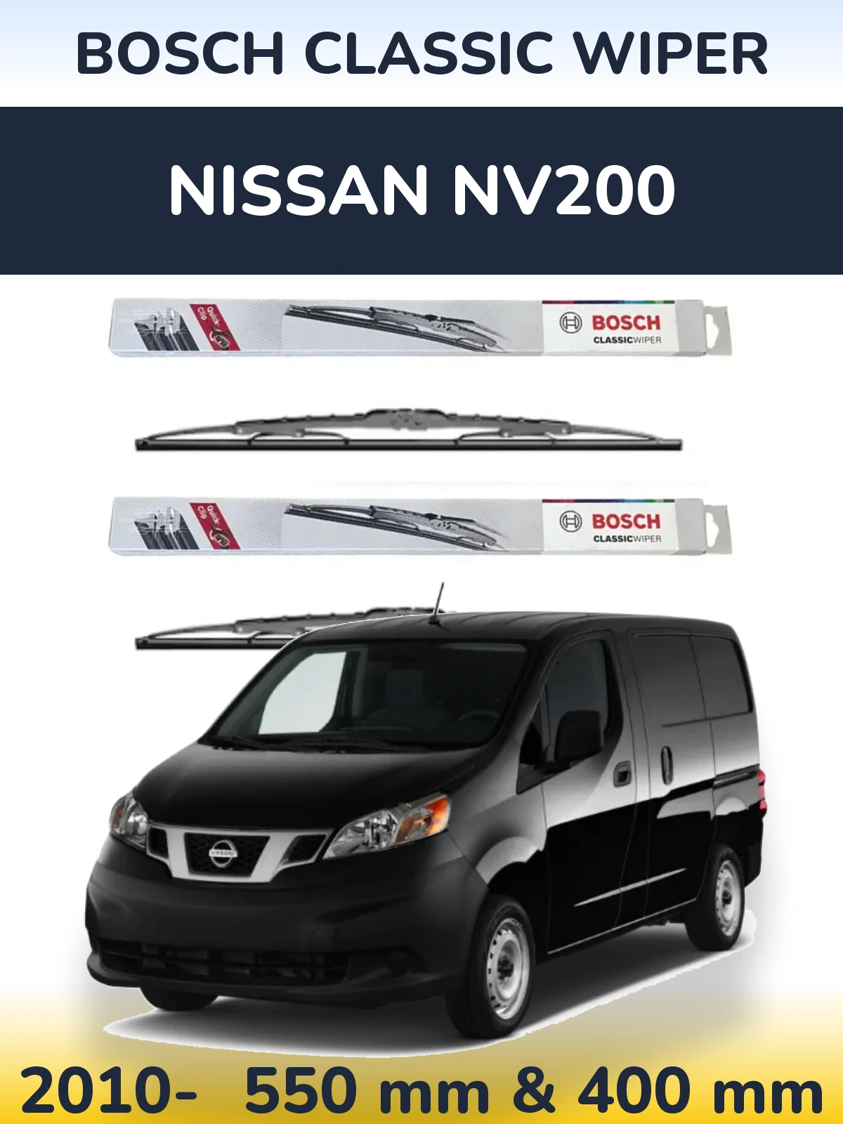 Комплект передних дворников BOSCH Classic Wiper 550 & 400 мм для Nissan NV200 2010-2026
