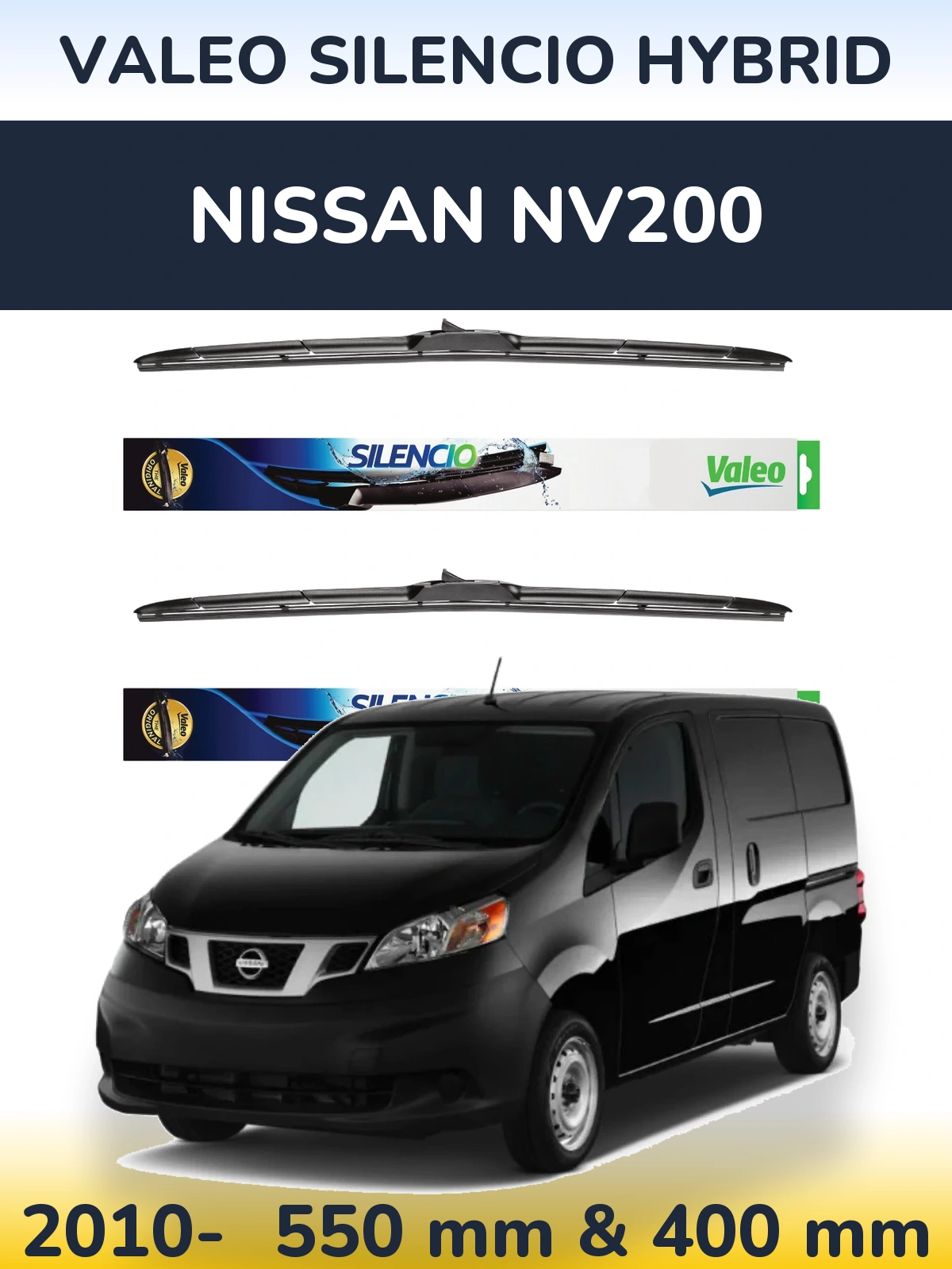 Комплект передних дворников Valeo Silencio Hybrid 550 & 400 мм для Nissan NV200 2010-2026