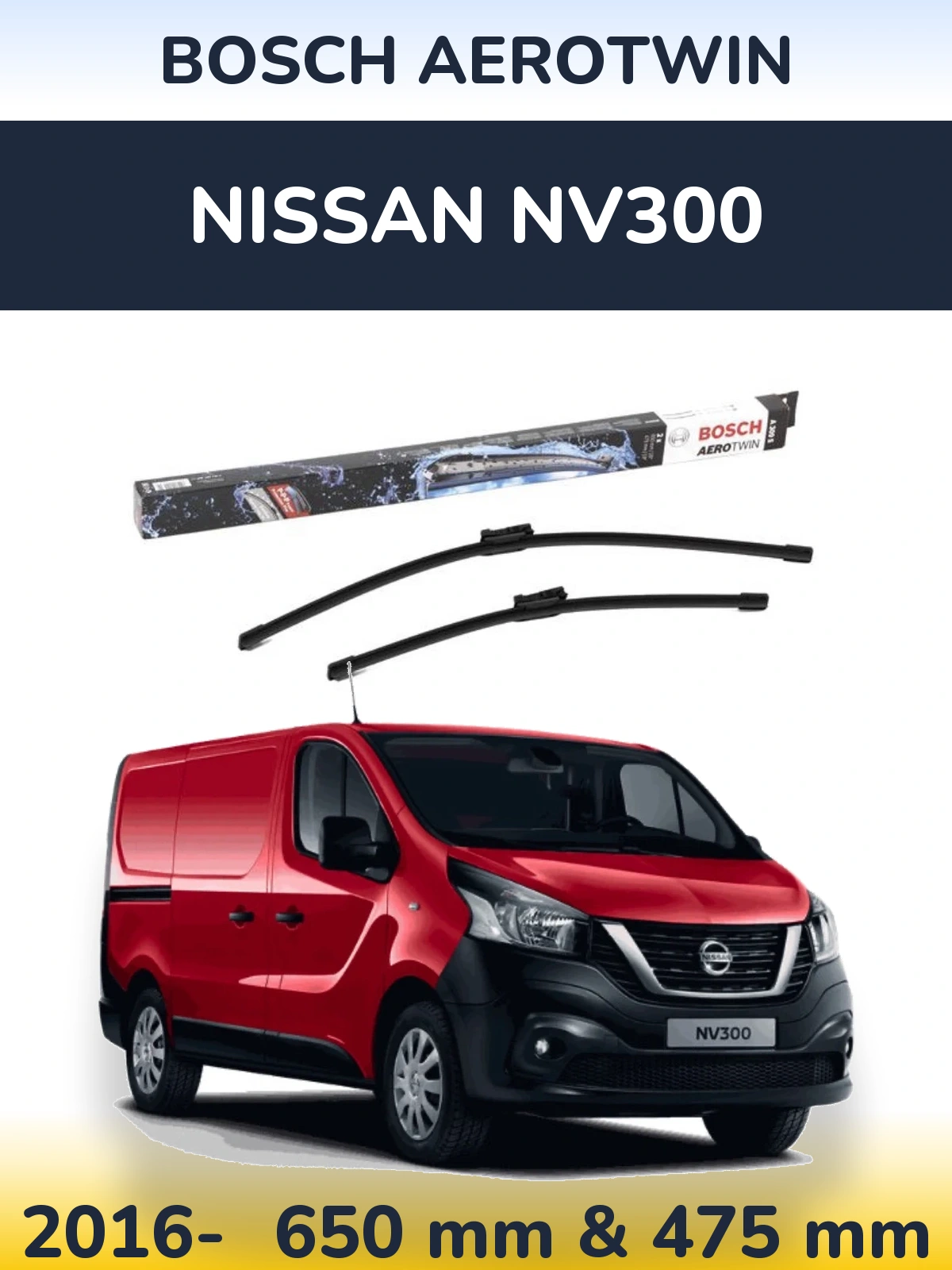Komplet przednich wycieraczek BOSCH AeroTwin 650 & 475 mm do Nissan NV300 2016-2026