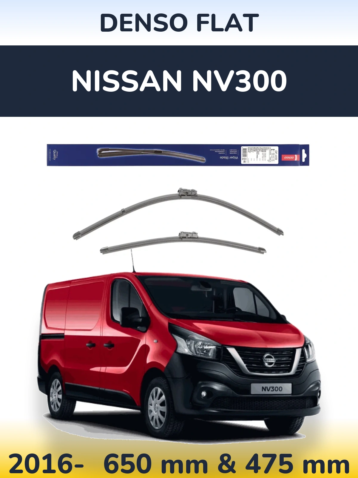 Комплект передних дворников Denso Flat 650 & 475 мм для Nissan NV300 2016-2026