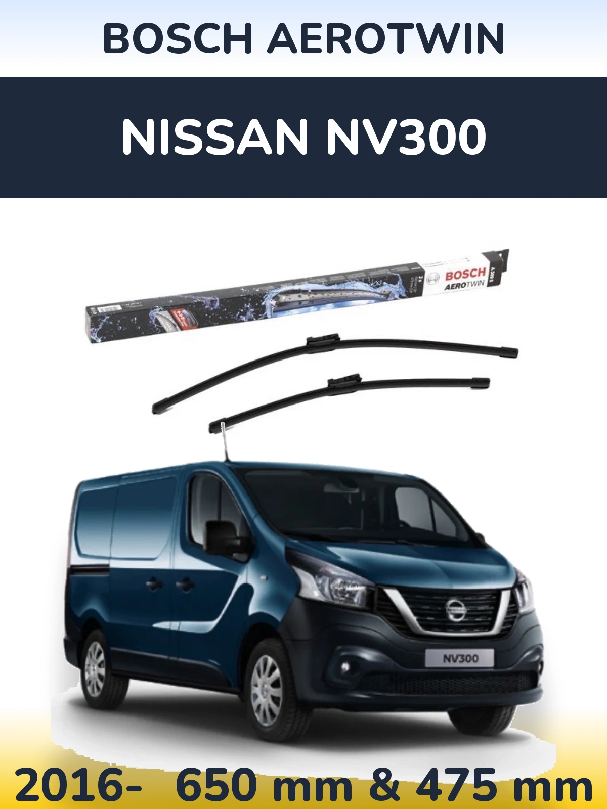 Komplet przednich wycieraczek BOSCH AeroTwin 650 & 475 mm do Nissan NV300 2016-2026