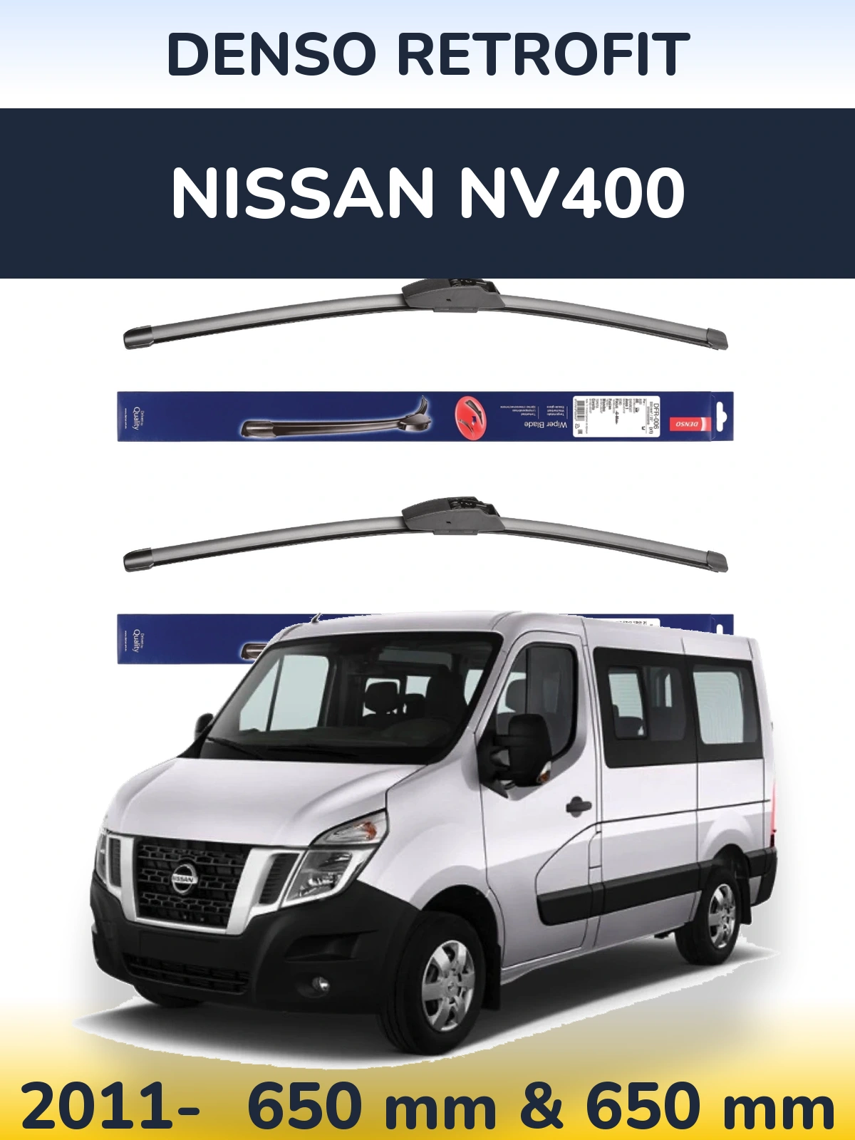 Комплект передних дворников Denso Retrofit 650 & 650 мм для Nissan NV400 2011-2026