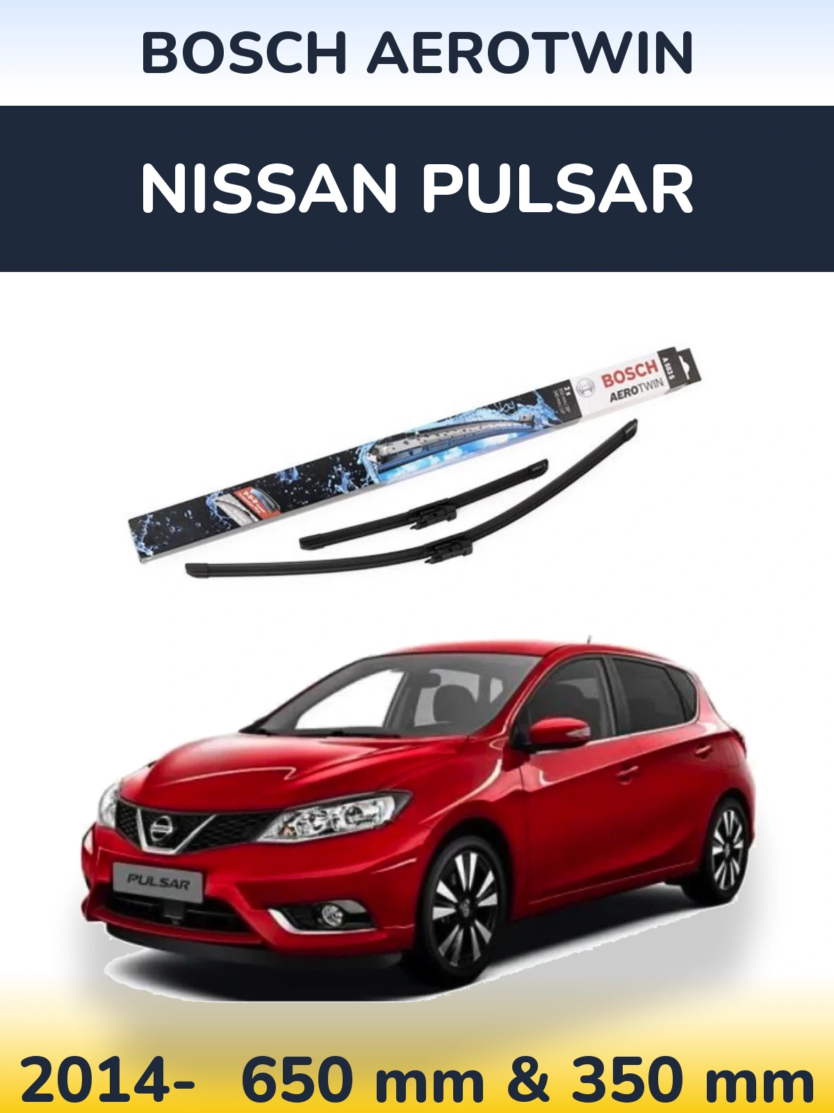 Комплект передніх щіток BOSCH AeroTwin 650 & 340 мм для Nissan Pulsar 2014-2026