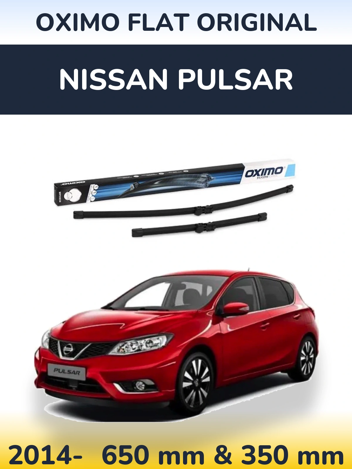 Komplet przednich wycieraczek Oximo Flat Original 650 & 350 mm do Nissan Pulsar 2014-2026
