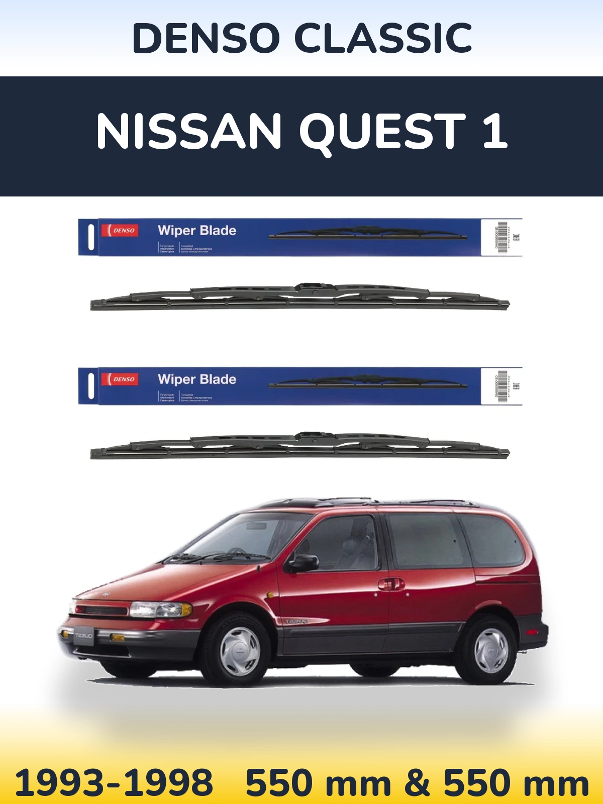 Komplet przednich wycieraczek Denso Classic 550 & 550 mm do Nissan Quest 1 1993-1998