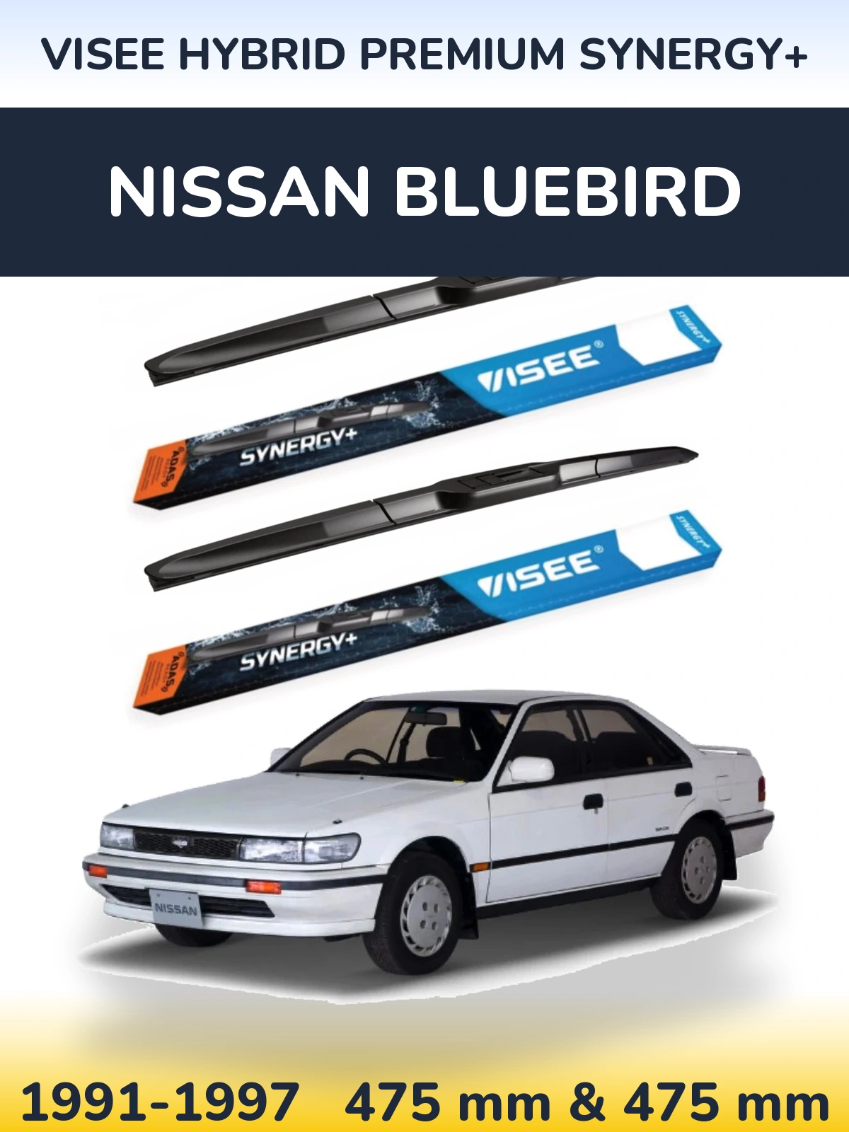 Komplet przednich wycieraczek VISEE HYBRID PREMIUM SYNERGY+ 475 & 475 mm do Nissan Bluebird 1991-1997