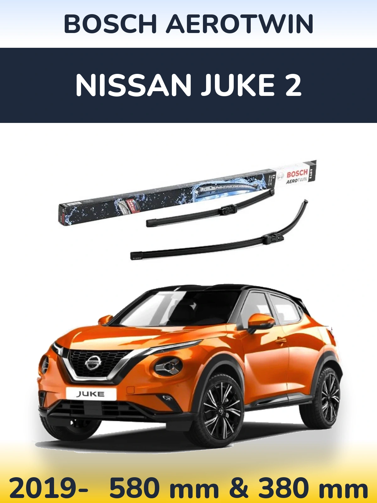 Komplet przednich wycieraczek BOSCH AeroTwin 580 & 380 mm do Nissan Juke 2 2019-2026