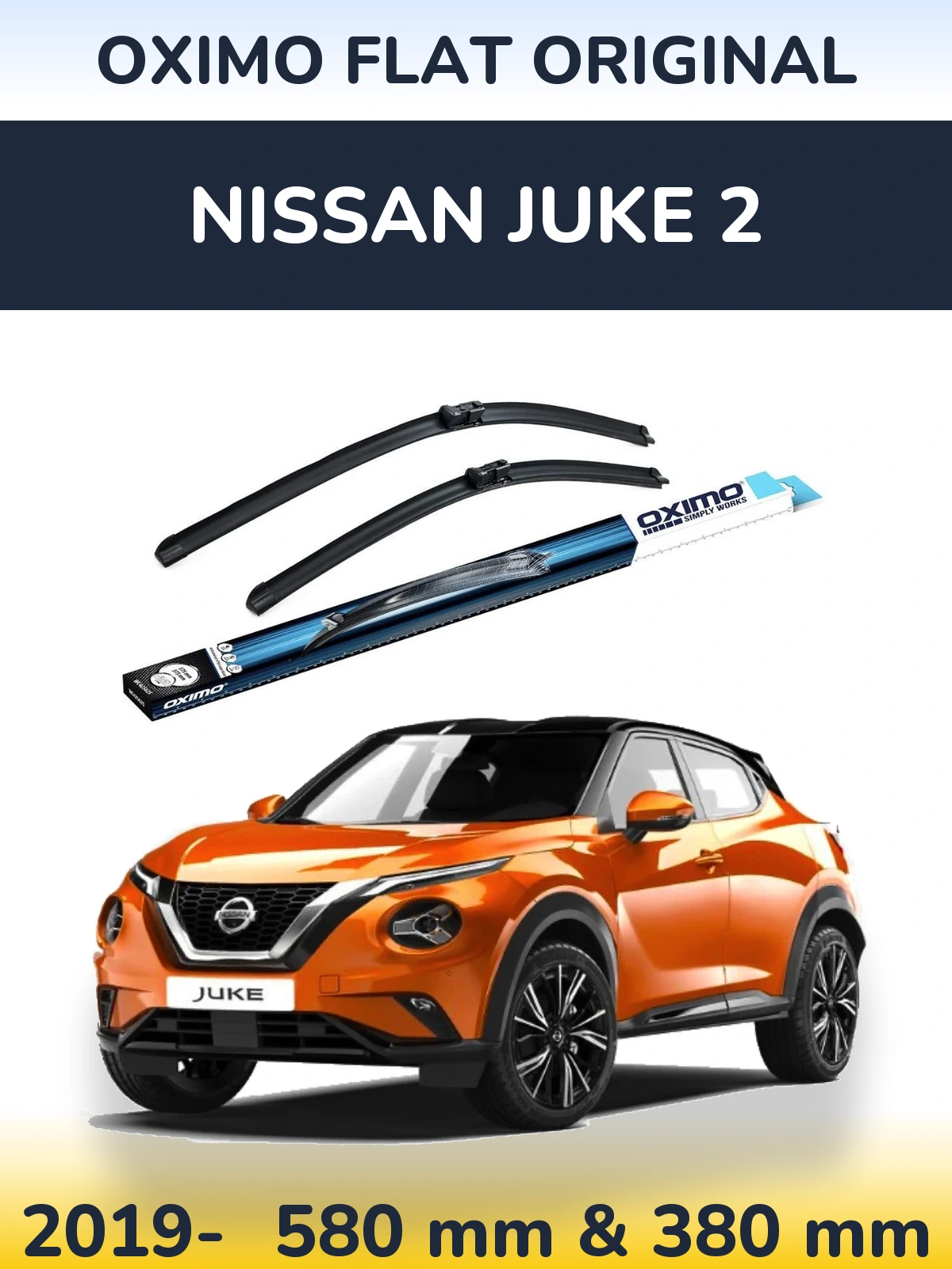 Комплект передних дворников Oximo Flat Original 580 & 380 мм для Nissan Juke 2 2019-2026