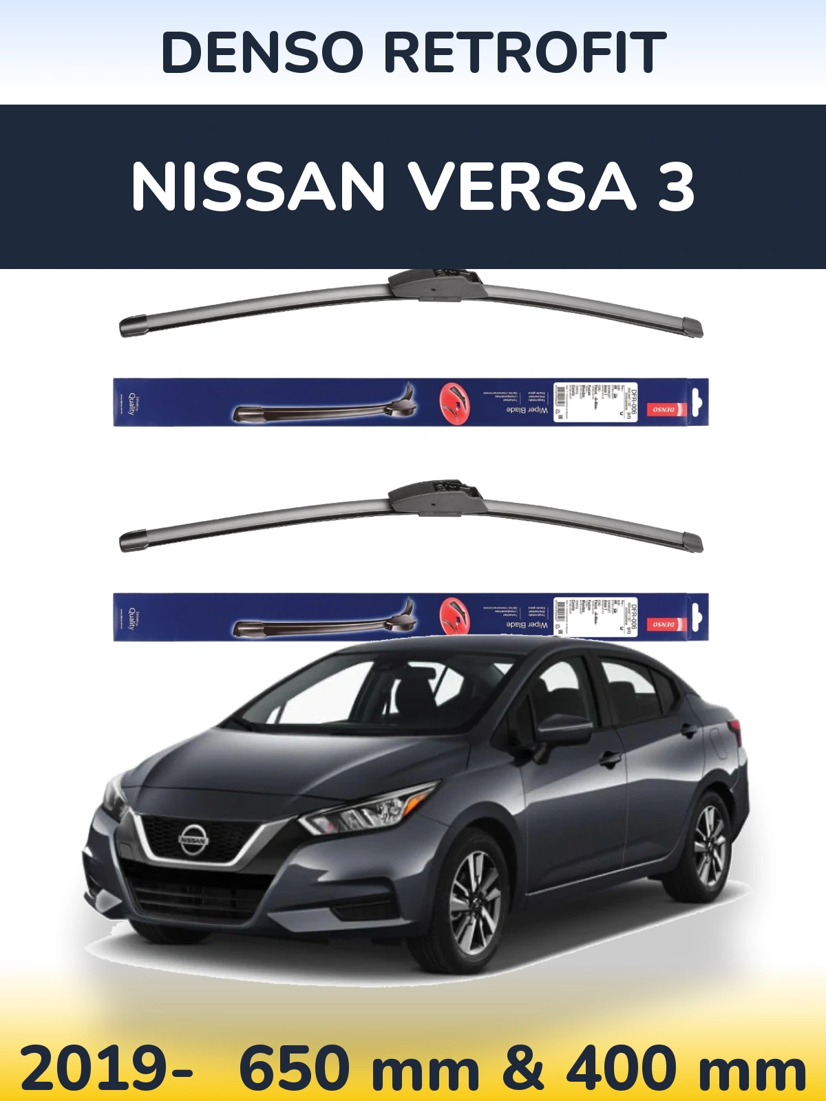 Komplet przednich wycieraczek Denso Retrofit 650 & 400 mm do Nissan Versa 3 2019-2026