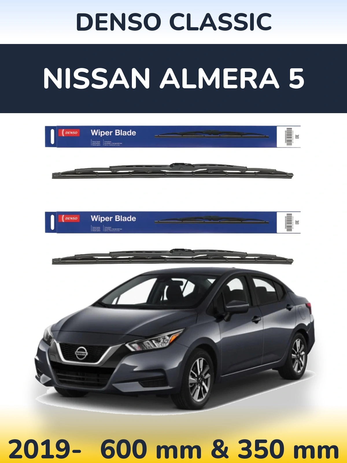 Komplet przednich wycieraczek Denso Classic 600 & 350 mm do Nissan Almera 5 2019-2026