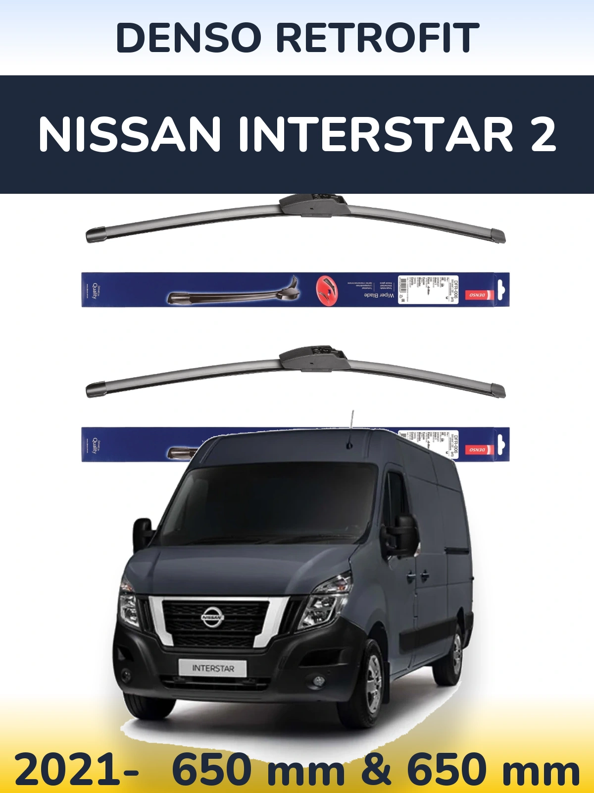 Komplet przednich wycieraczek Denso Retrofit 650 & 650 mm do Nissan Interstar 2 2021-2026