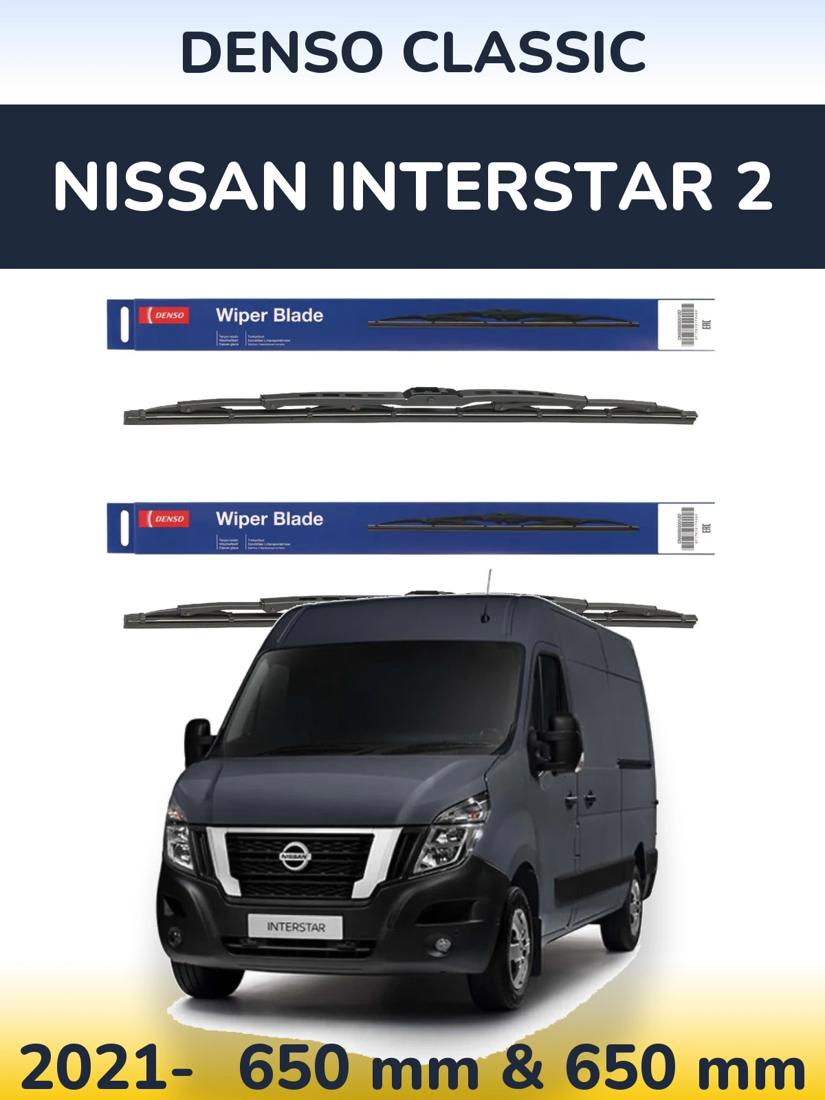 Komplet przednich wycieraczek Denso Classic 650 & 650 mm do Nissan Interstar 2 2021-2026