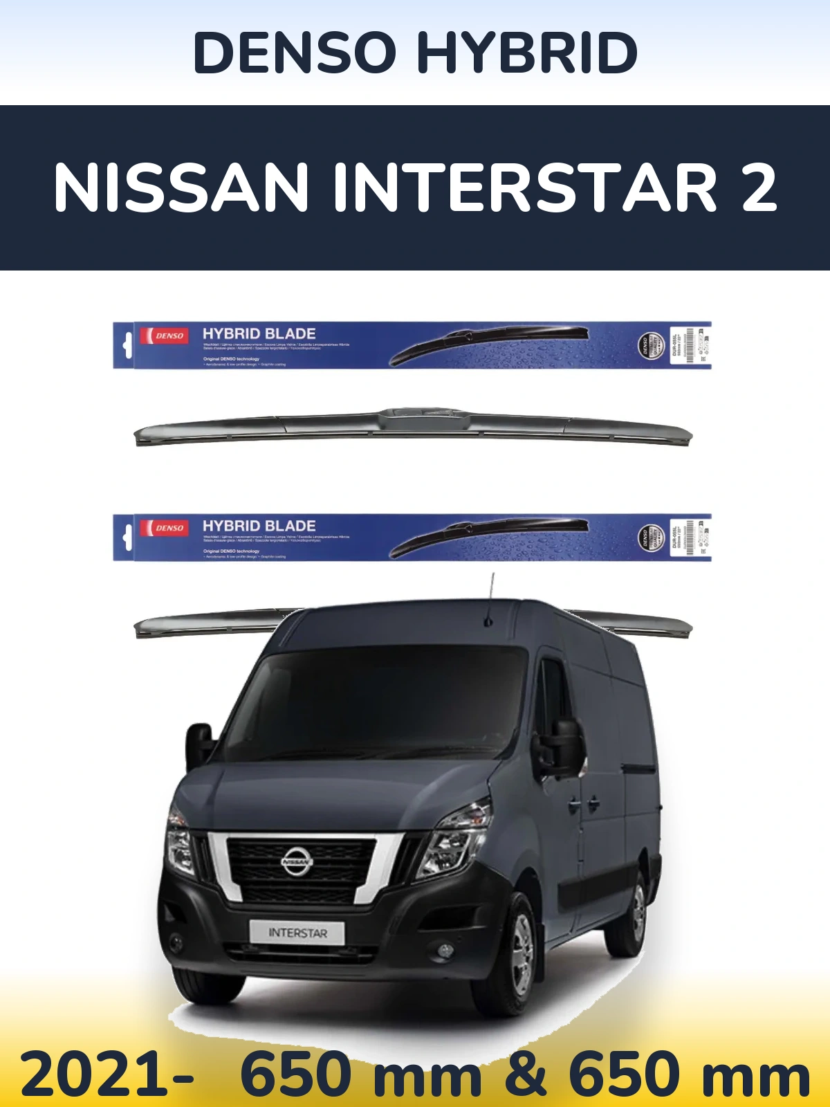 Komplet przednich wycieraczek Denso Hybrid 650 & 650 mm do Nissan Interstar 2 2021-2026