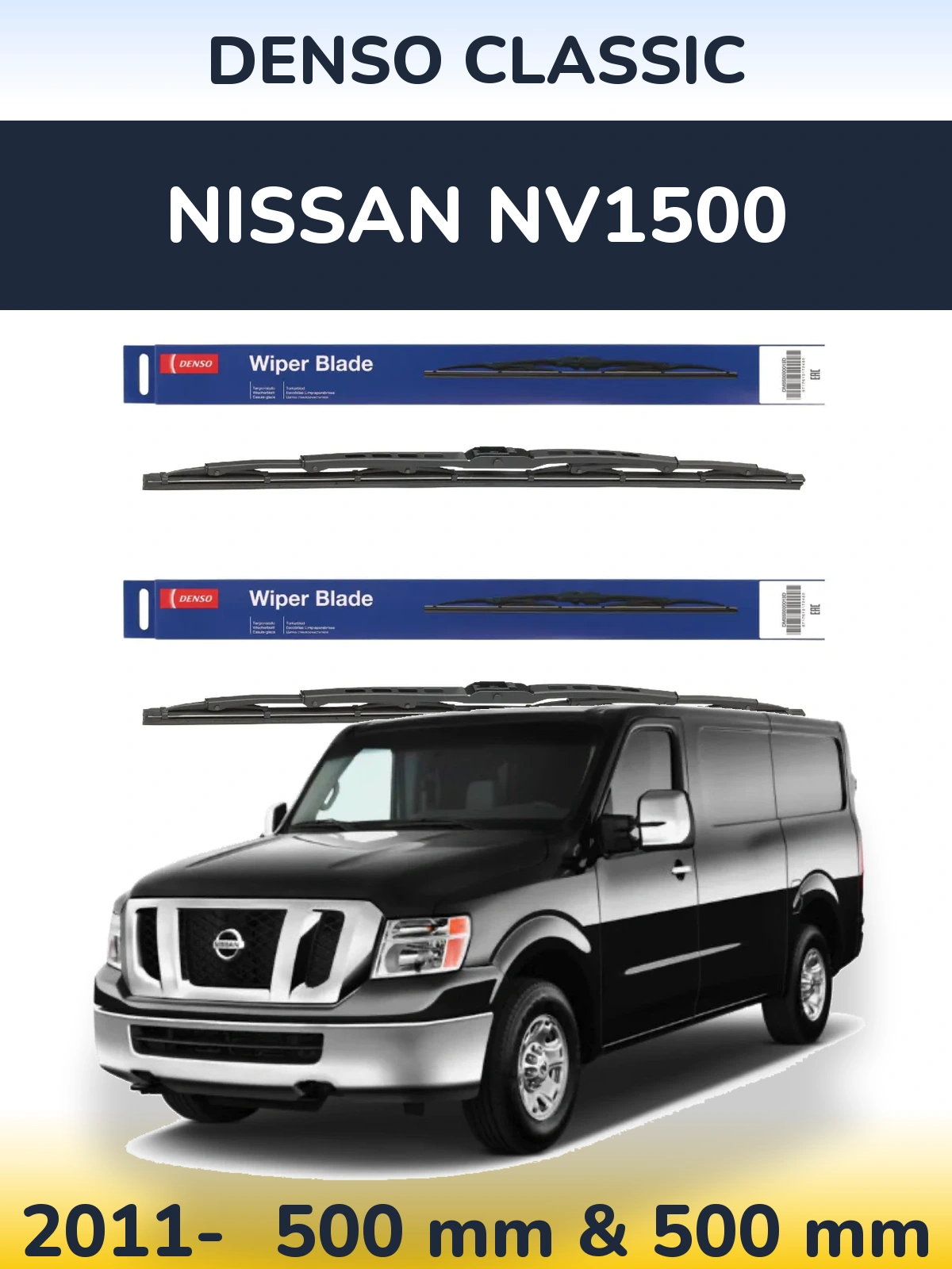 Komplet przednich wycieraczek Denso Classic 500 & 500 mm do Nissan NV1500 2011-2026