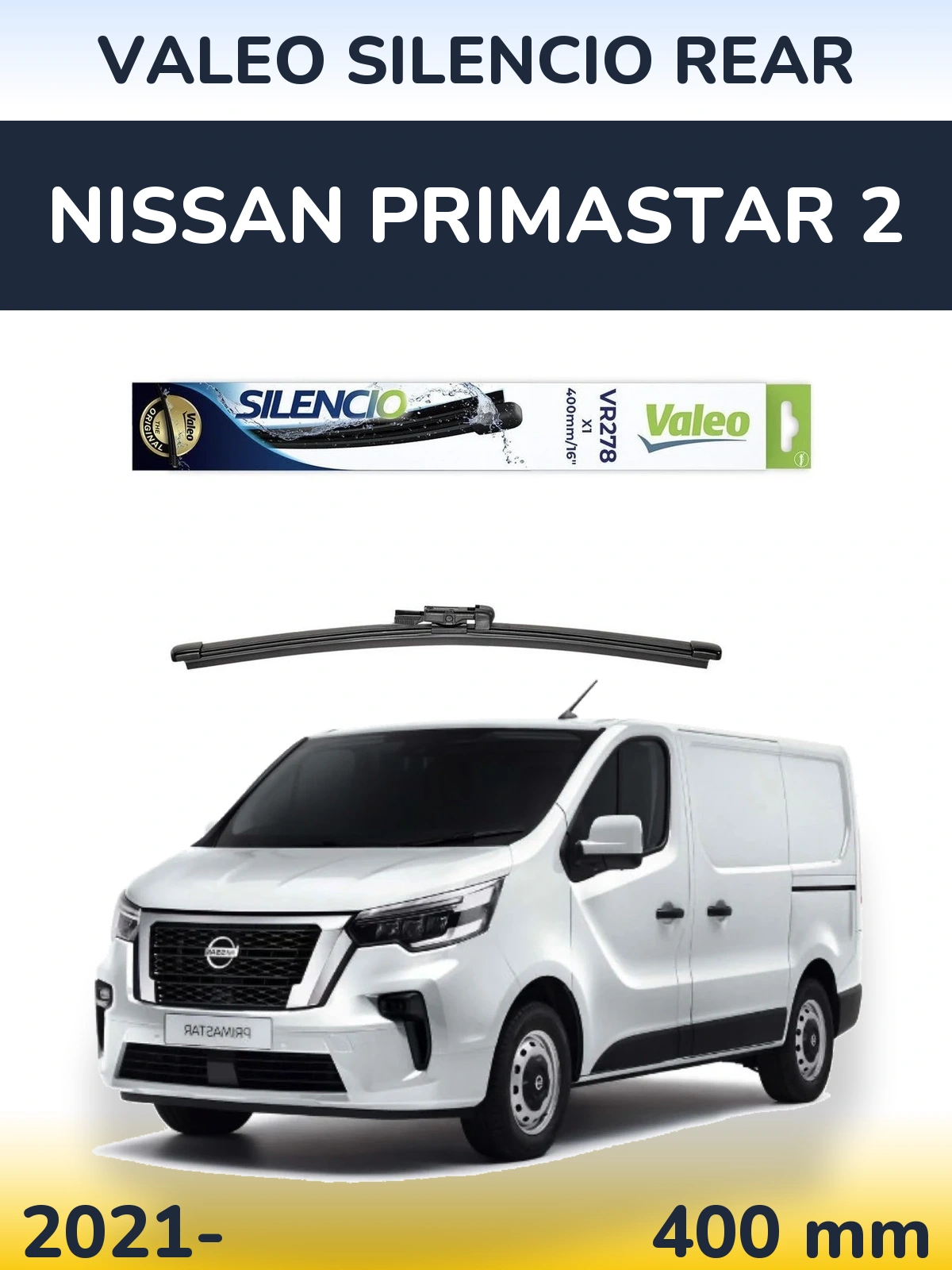 Rear wiper blade Valeo Silencio Rear 400 mm for Nissan Primastar 2 2021-2026