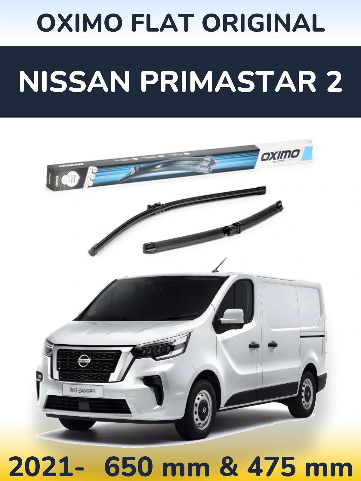 Komplet przednich wycieraczek Oximo Flat Original 650 & 475 mm do Nissan Primastar 2 2021-2026