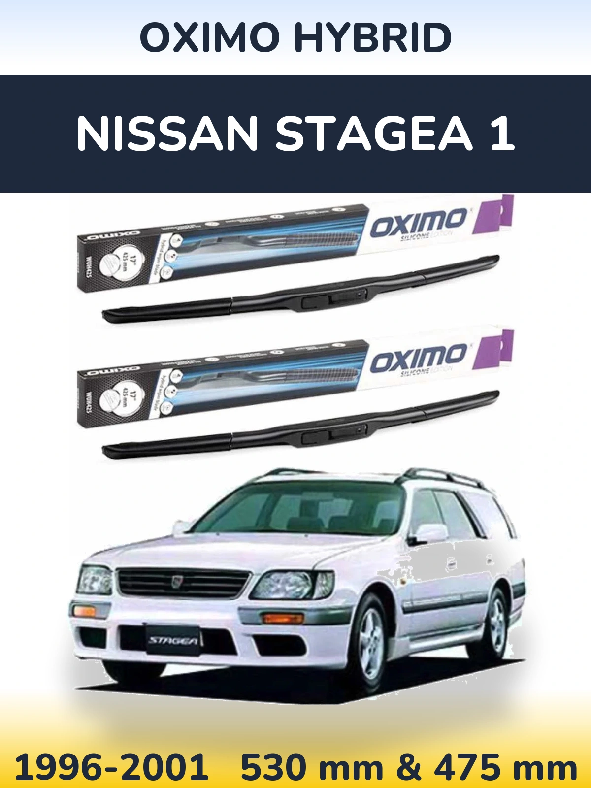 Komplet przednich wycieraczek Oximo Hybrid 530 & 475 mm do Nissan Stagea 1 1996-2001