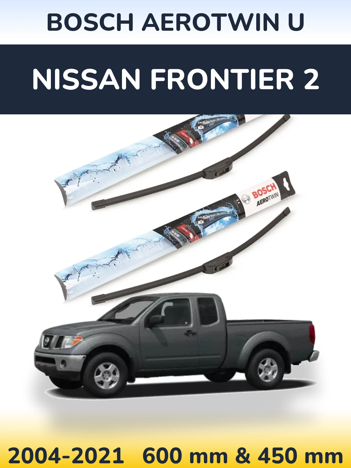 Komplet przednich wycieraczek BOSCH AeroTwin U 600 & 450 mm do Nissan Frontier 2 2004-2021