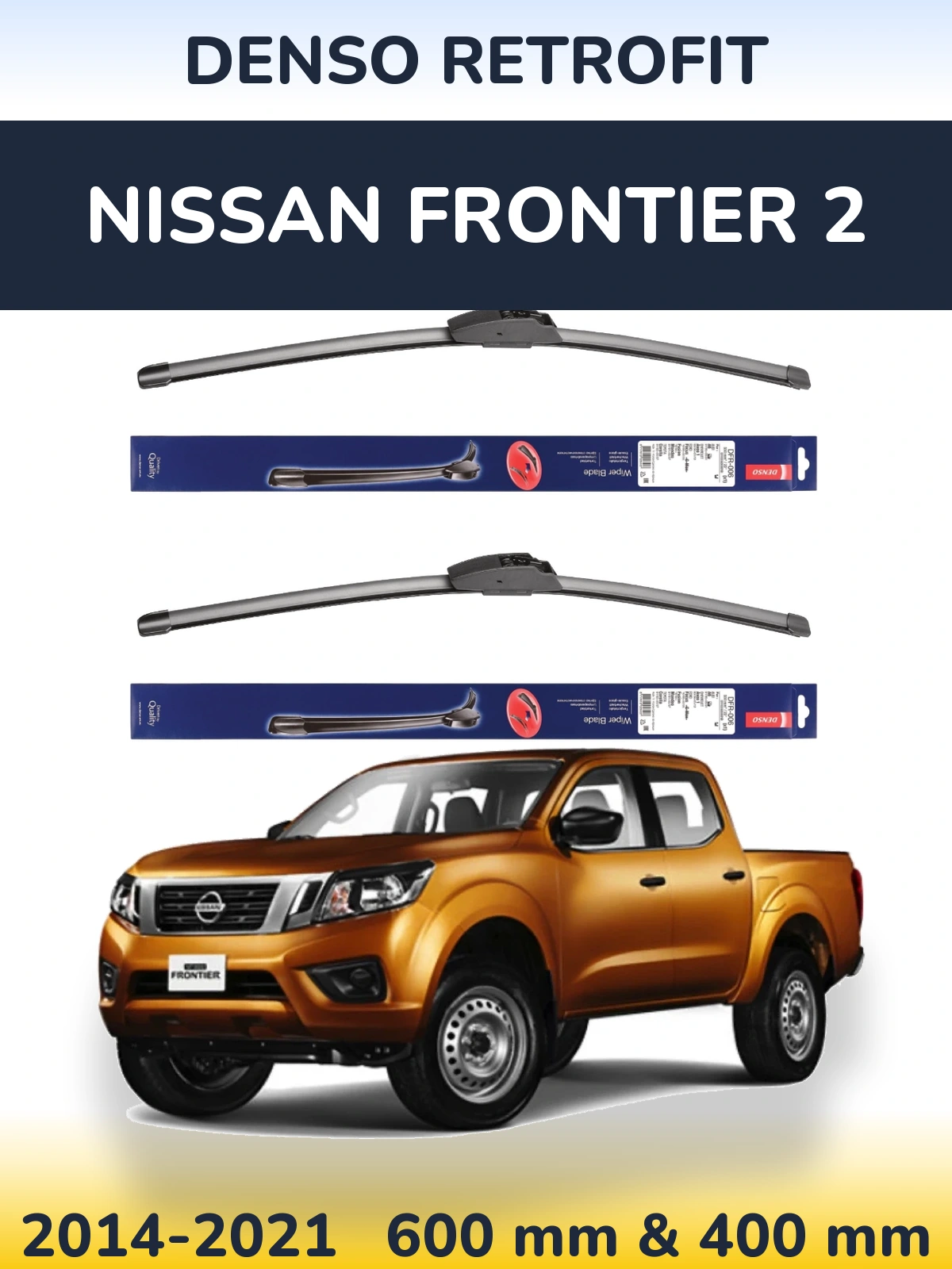 Комплект передних дворников Denso Retrofit 600 & 400 мм для Nissan Frontier 2 2014-2021