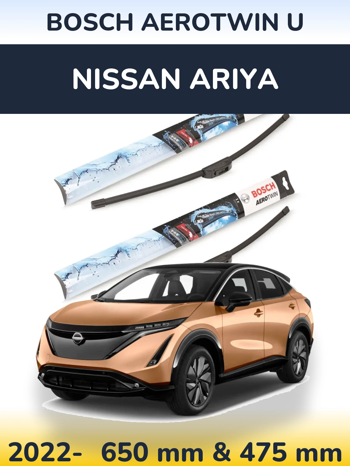 Komplet przednich wycieraczek BOSCH AeroTwin U 650 & 475 mm do Nissan Ariya 2022-2026