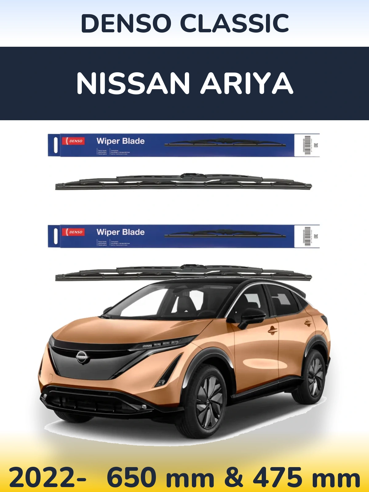 Komplet przednich wycieraczek Denso Classic 650 & 475 mm do Nissan Ariya 2022-2026