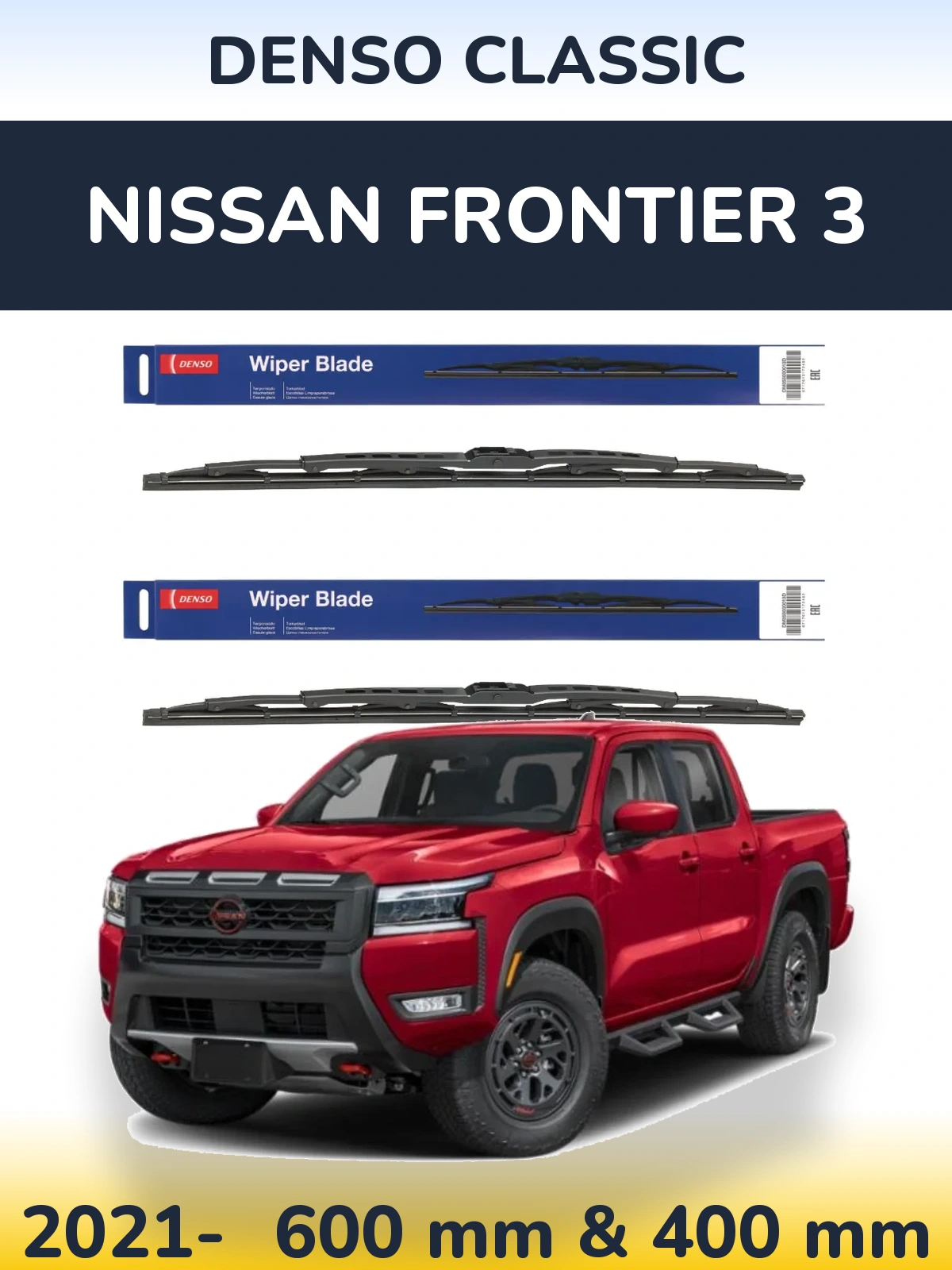 Komplet przednich wycieraczek Denso Classic 600 & 400 mm do Nissan Frontier 3 2021-2026
