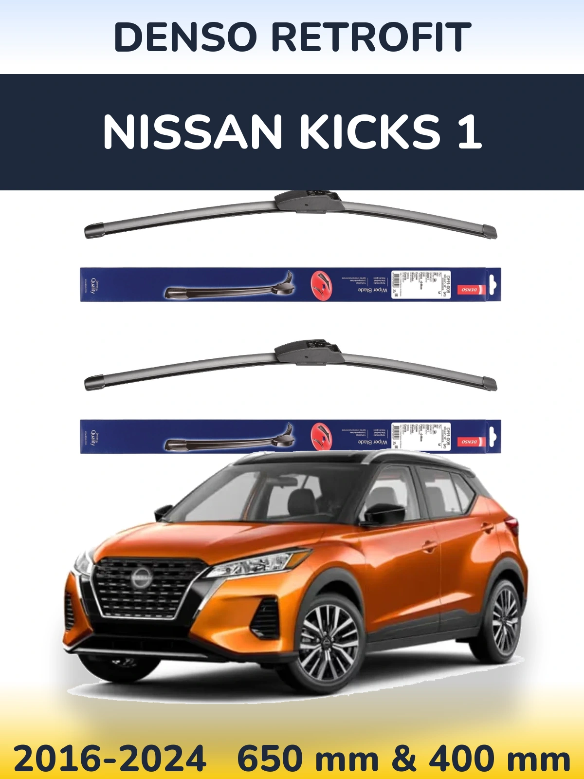 Komplet przednich wycieraczek Denso Retrofit 650 & 400 mm do Nissan Kicks 1 2016-2024