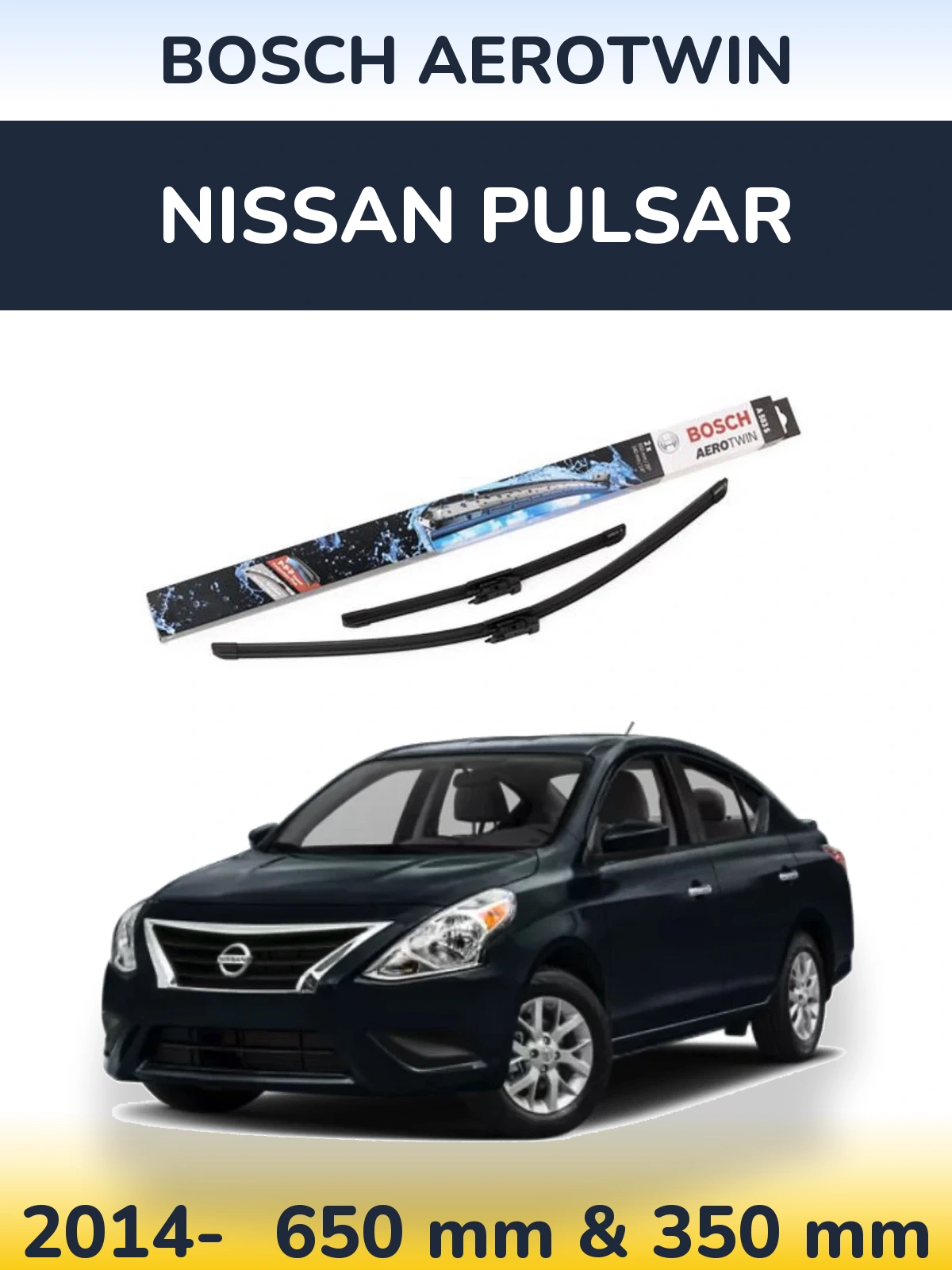 Комплект передних дворников BOSCH AeroTwin 650 & 340 мм для Nissan Pulsar 2014-2026