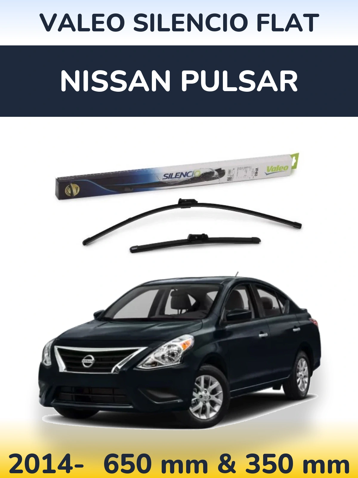 Комплект передних дворников Valeo Silencio Flat 650 & 350 мм для Nissan Pulsar 2014-2026