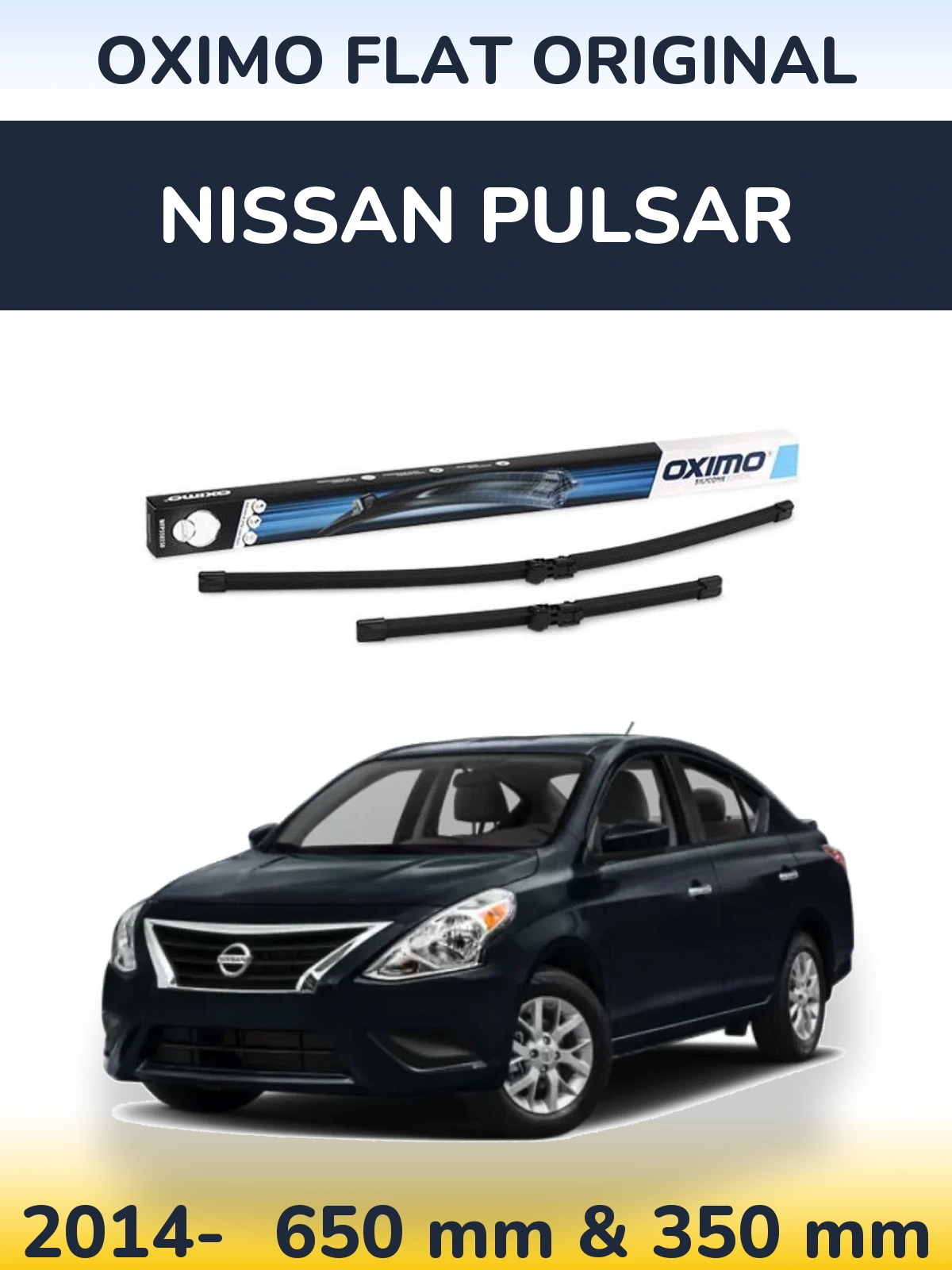 Комплект передних дворников Oximo Flat Original 650 & 350 мм для Nissan Pulsar 2014-2026