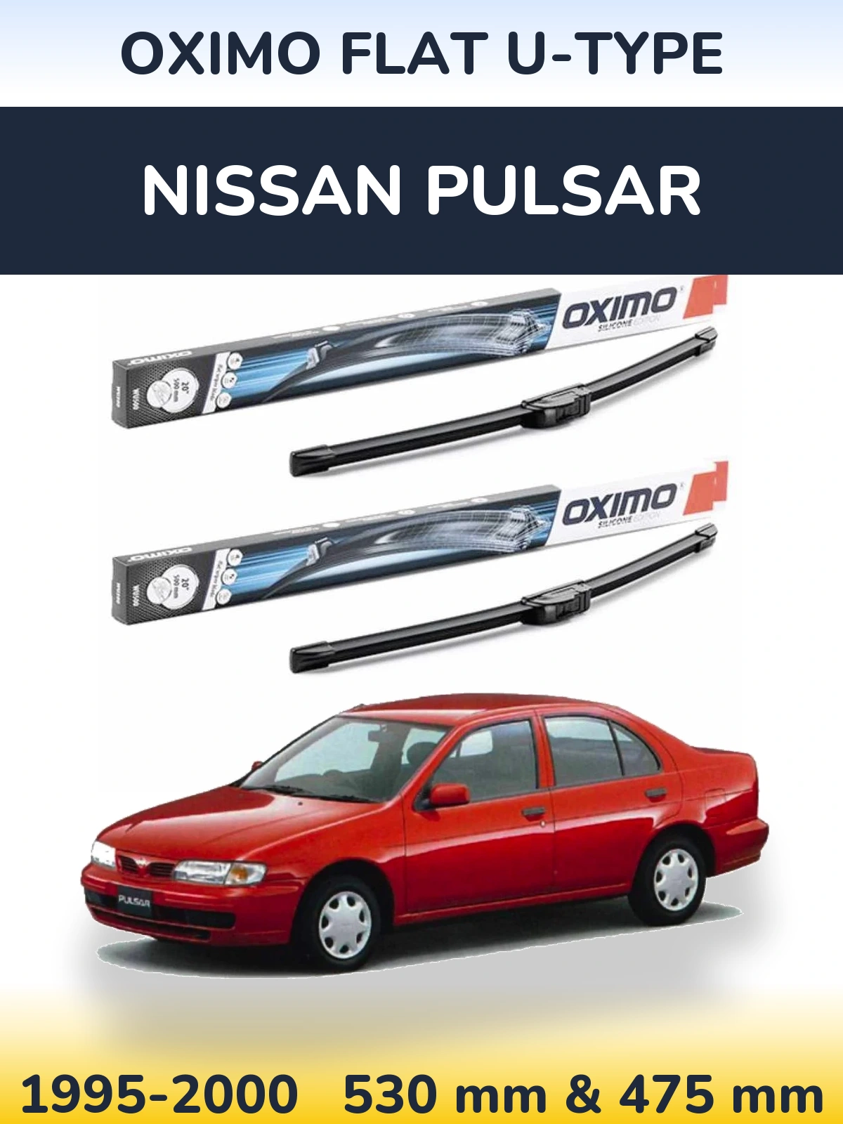 Komplet przednich wycieraczek Oximo Flat U-type 530 & 475 mm do Nissan Pulsar 1995-2000