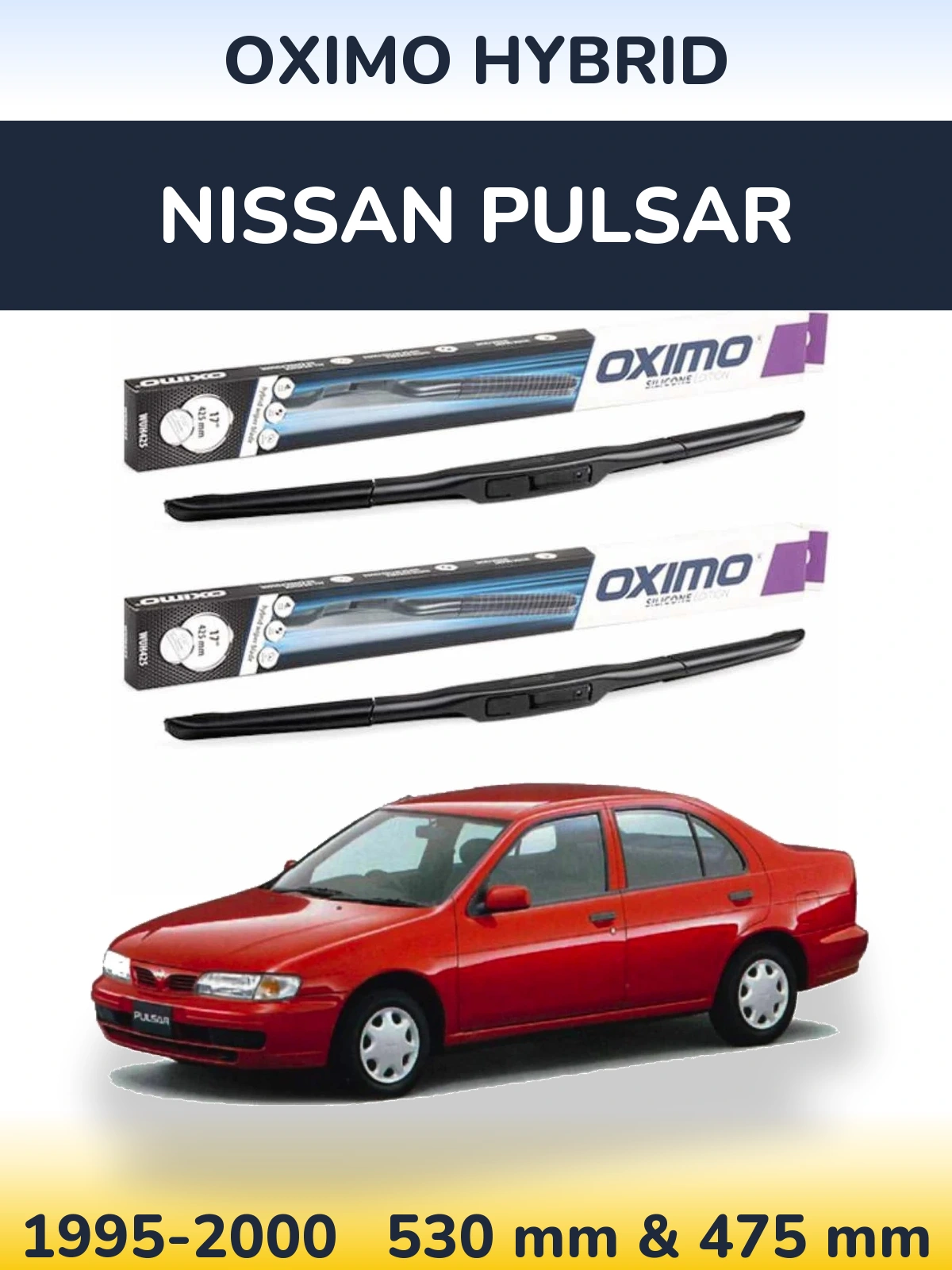 Komplet przednich wycieraczek Oximo Hybrid 530 & 475 mm do Nissan Pulsar 1995-2000