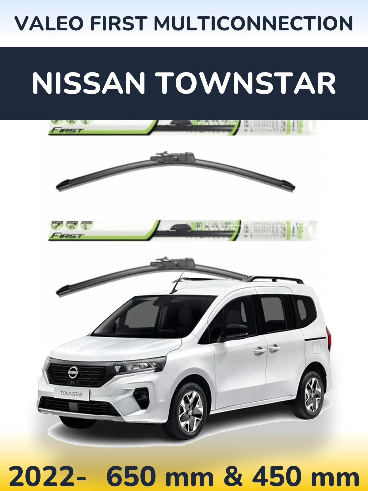 Komplet przednich wycieraczek Valeo First MultiConnection 650 & 450 mm do Nissan Townstar 2022-2026