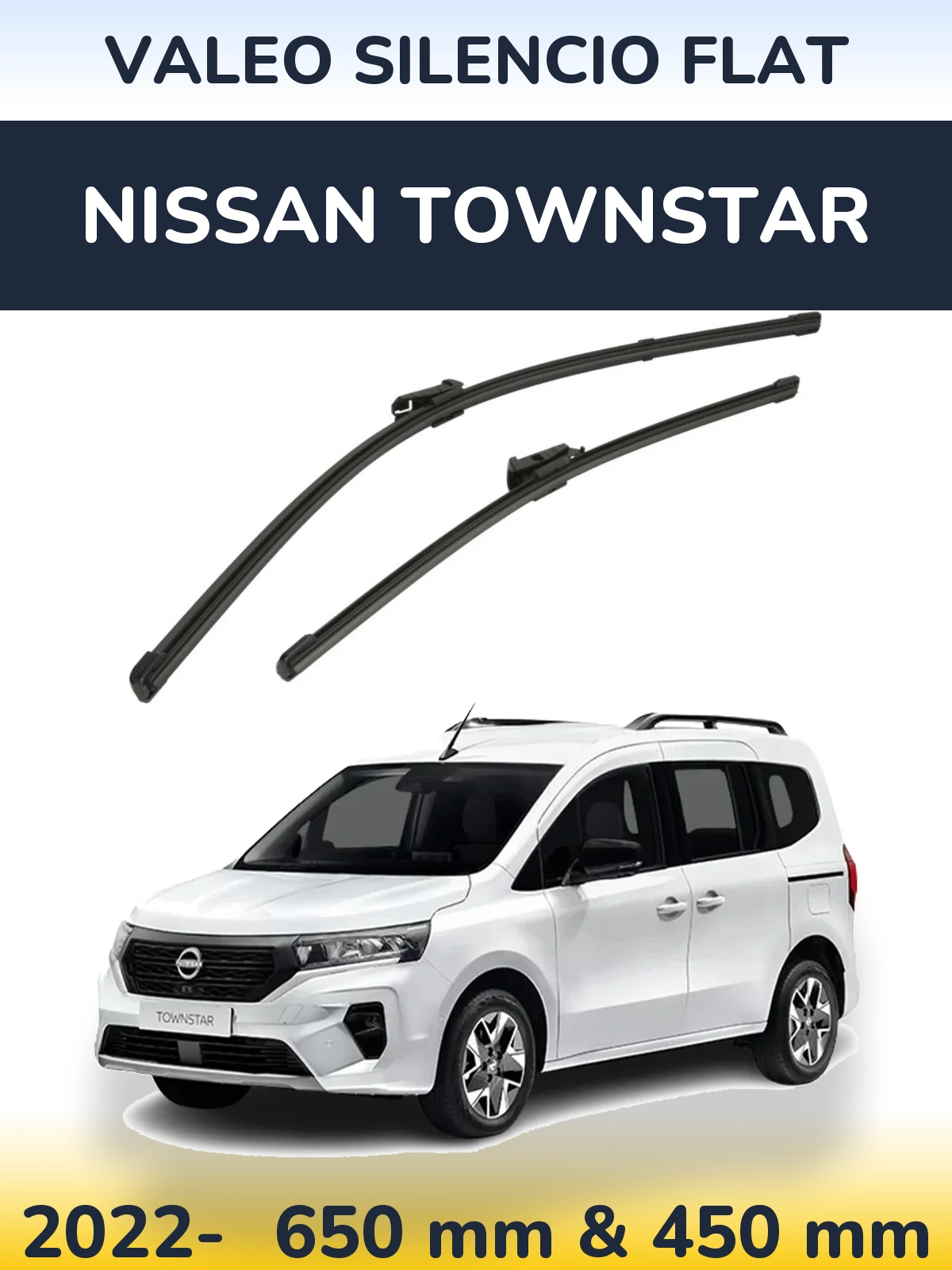 Komplet przednich wycieraczek Valeo Silencio Flat 650 & 450 mm do Nissan Townstar 2022-2026
