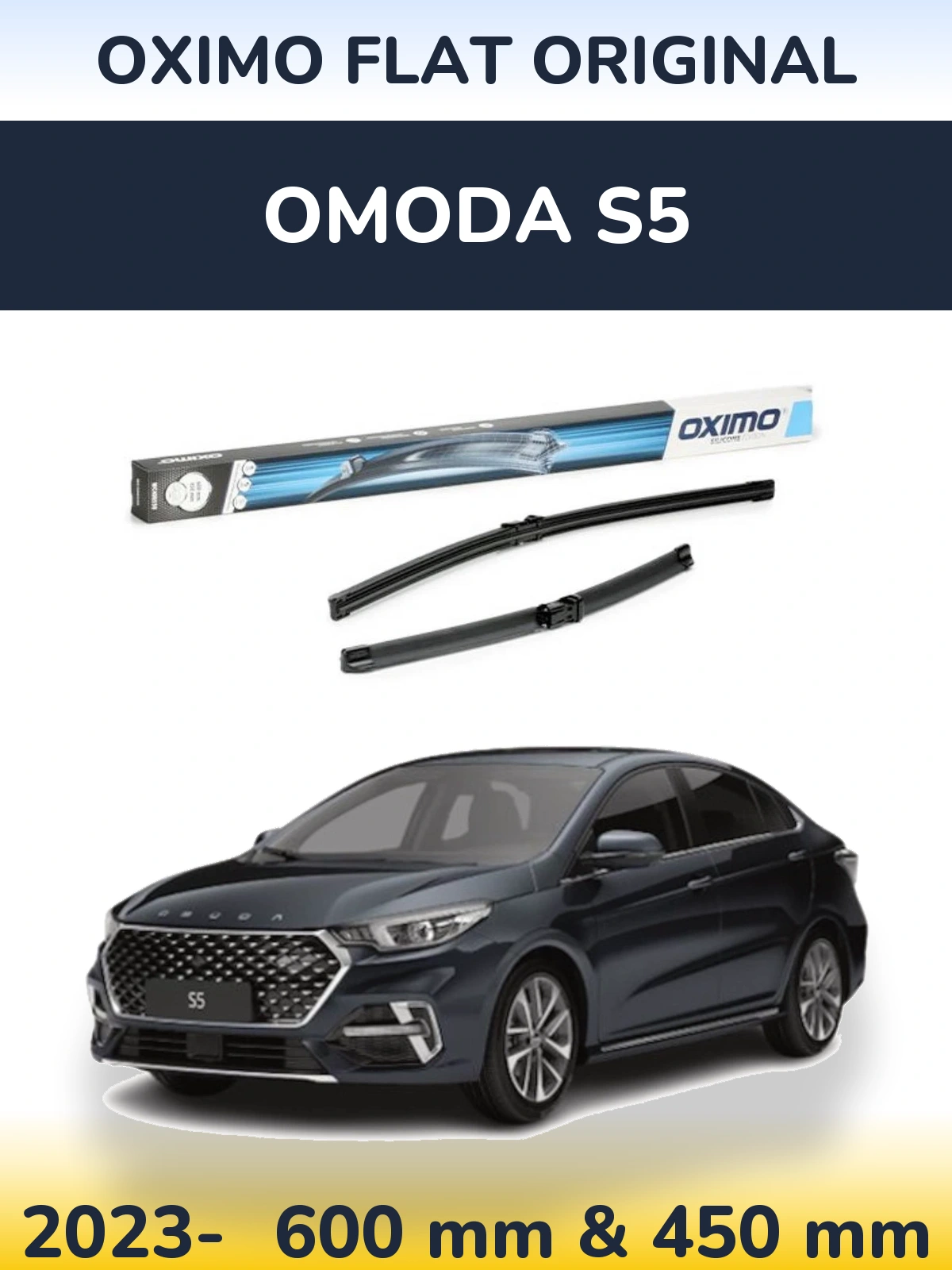 Комплект передних дворников Oximo Flat Original 600 & 450 мм для Omoda S5 2023-2026