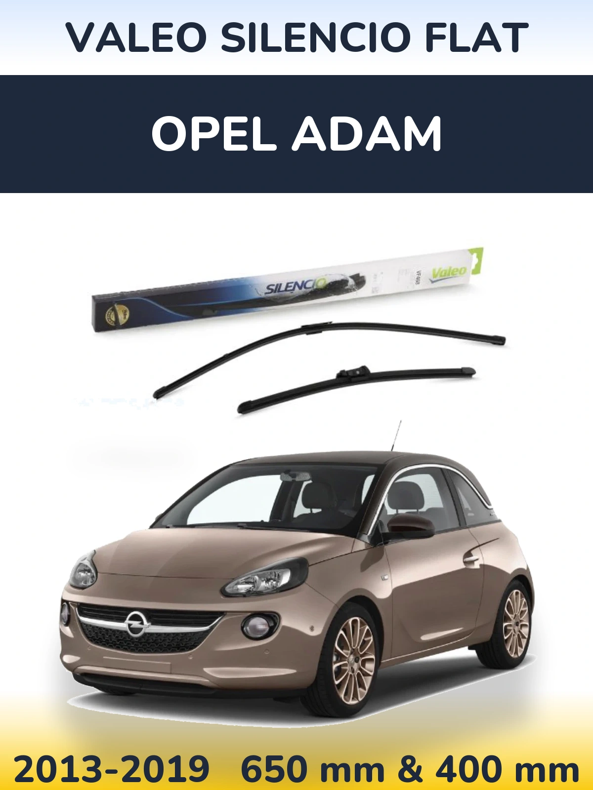 Komplet przednich wycieraczek Valeo Silencio Flat 650 & 400 mm do Opel Adam 2013-2019