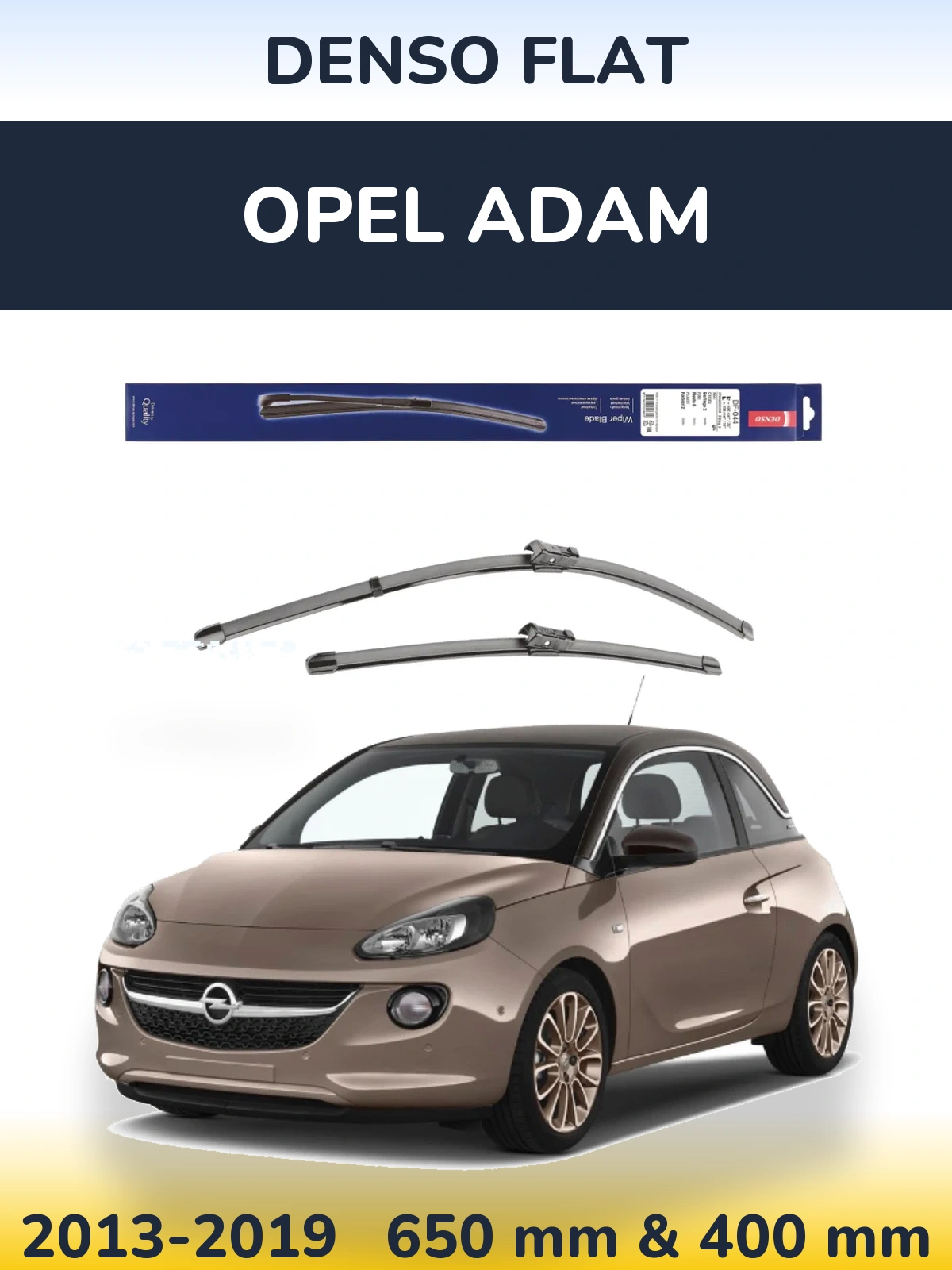 Front wiper blade set Denso Flat 650 & 400 mm for Opel Adam 2013-2019
