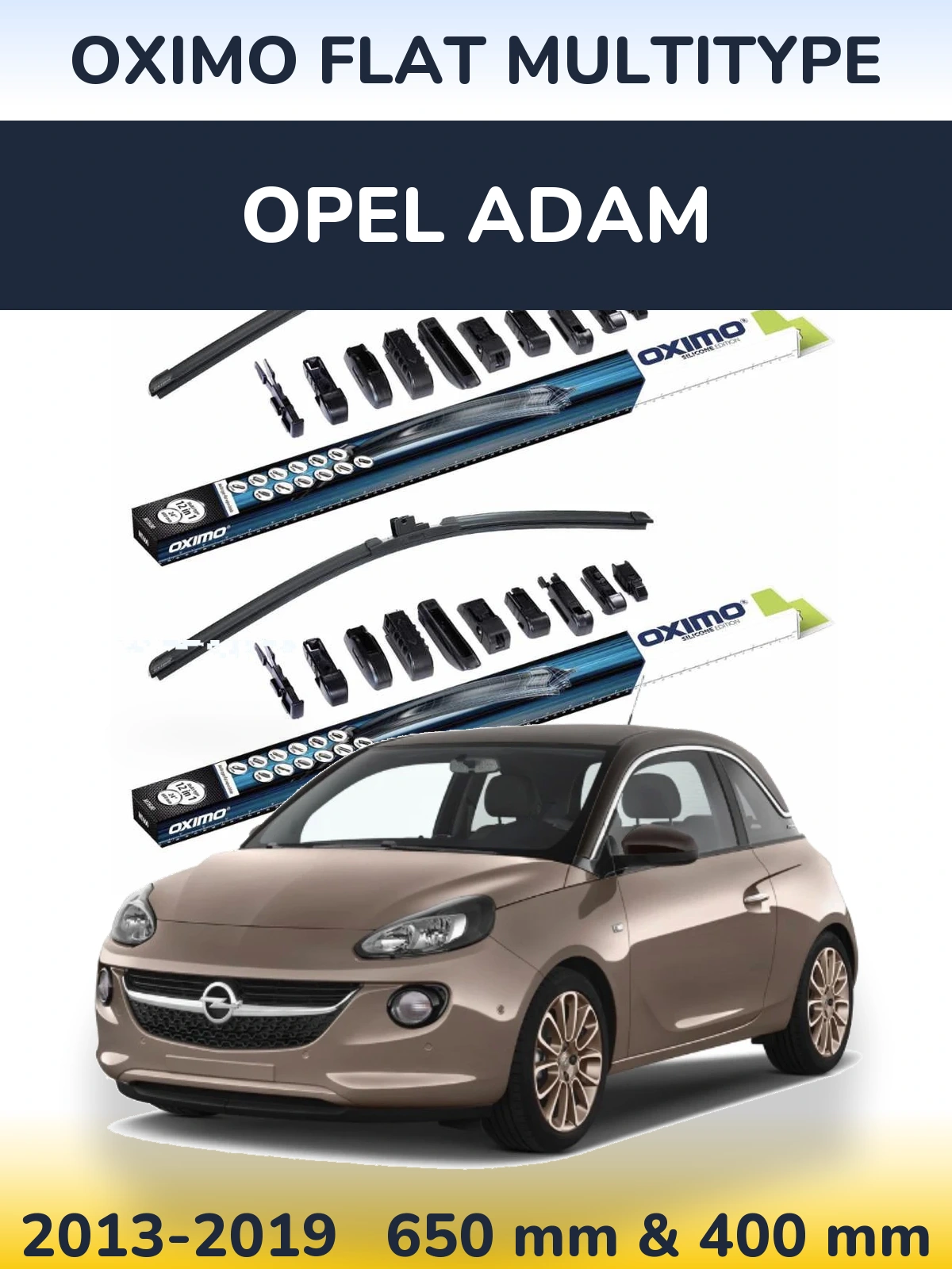 Komplet przednich wycieraczek Oximo Flat MultiType 650 & 400 mm do Opel Adam 2013-2019