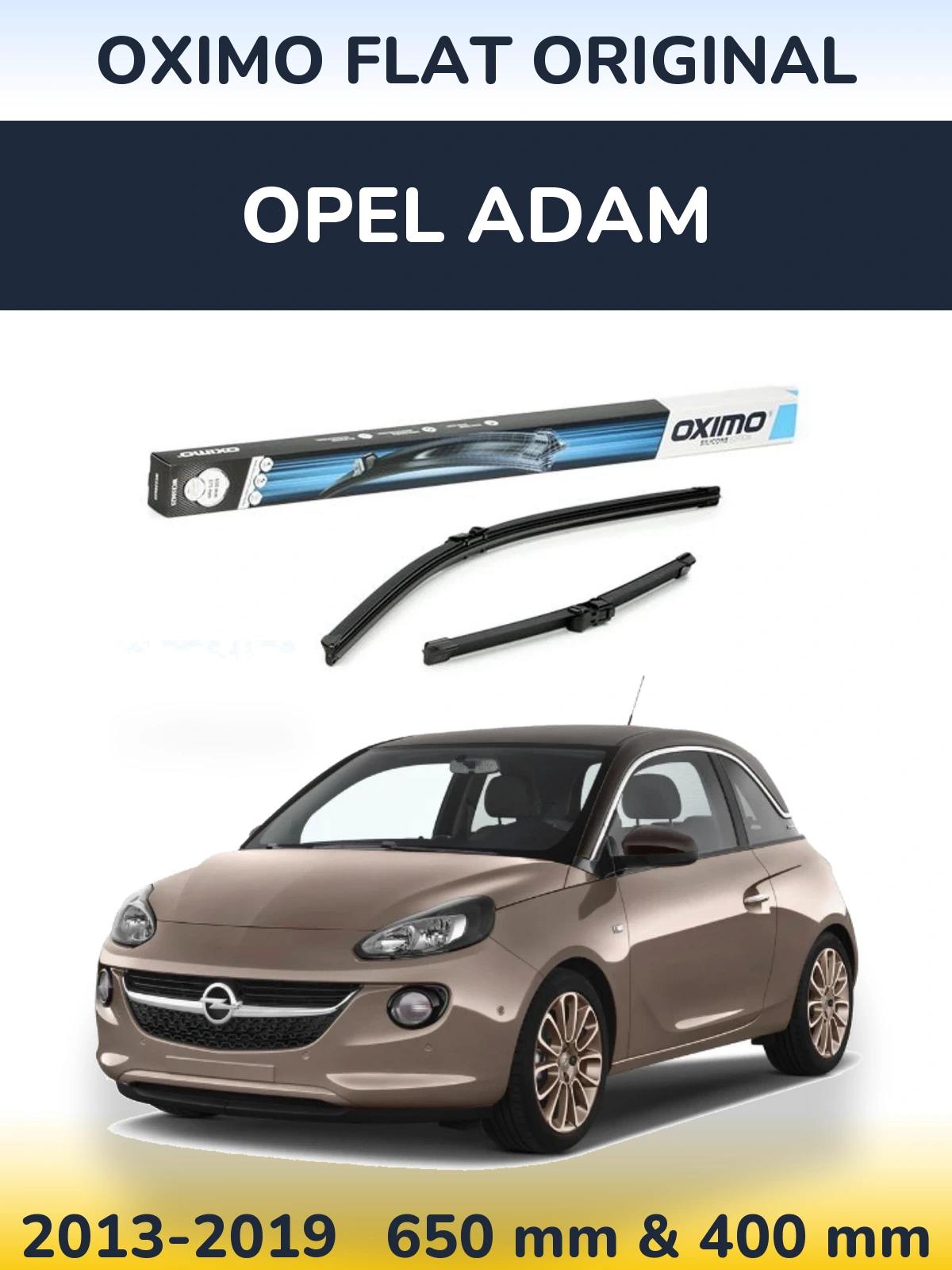 Front wiper blade set Oximo Flat Original 650 & 375 mm for Opel Adam 2013-2019