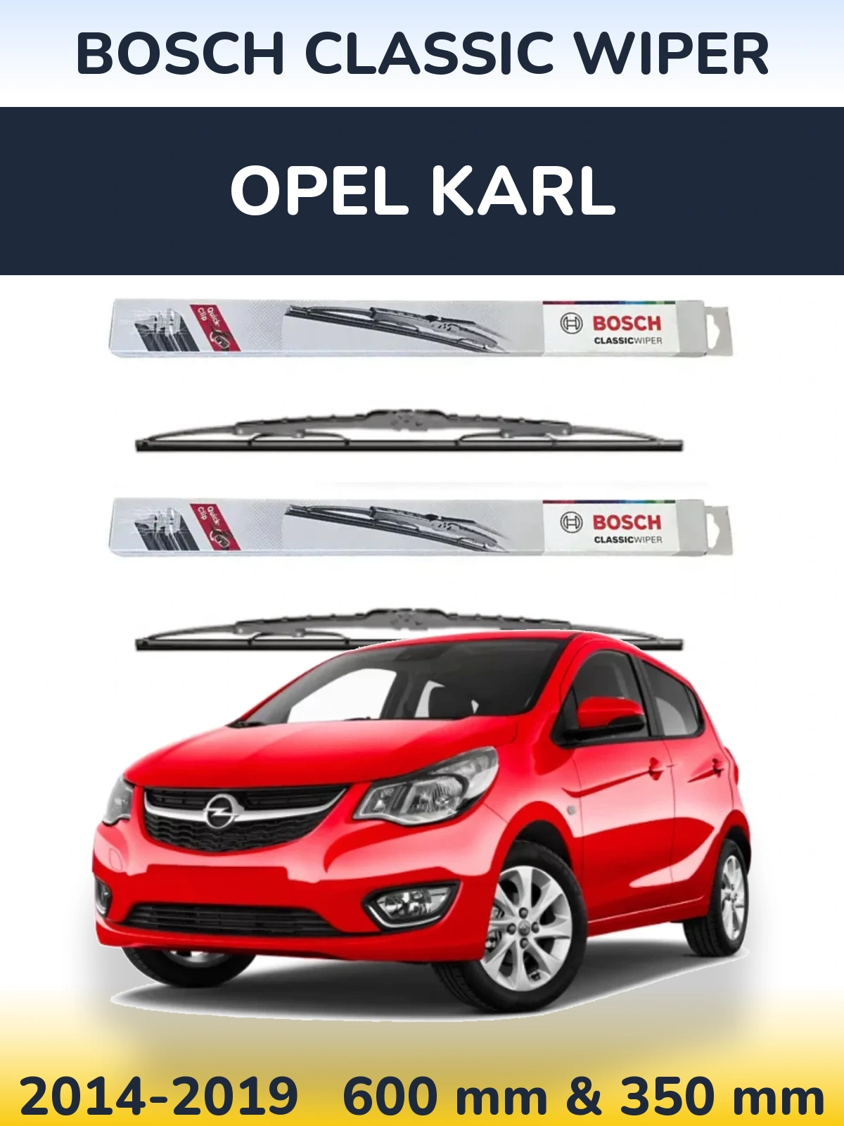 Комплект передних дворников BOSCH Classic Wiper 600 & 340 мм для Opel Karl 2014-2019
