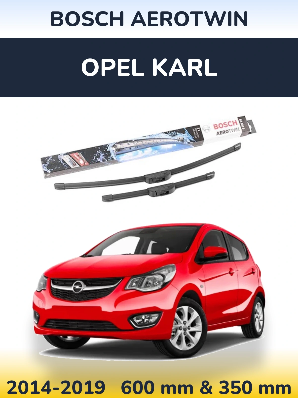Комплект передних дворников BOSCH AeroTwin 600 & 350 мм для Opel Karl 2014-2019