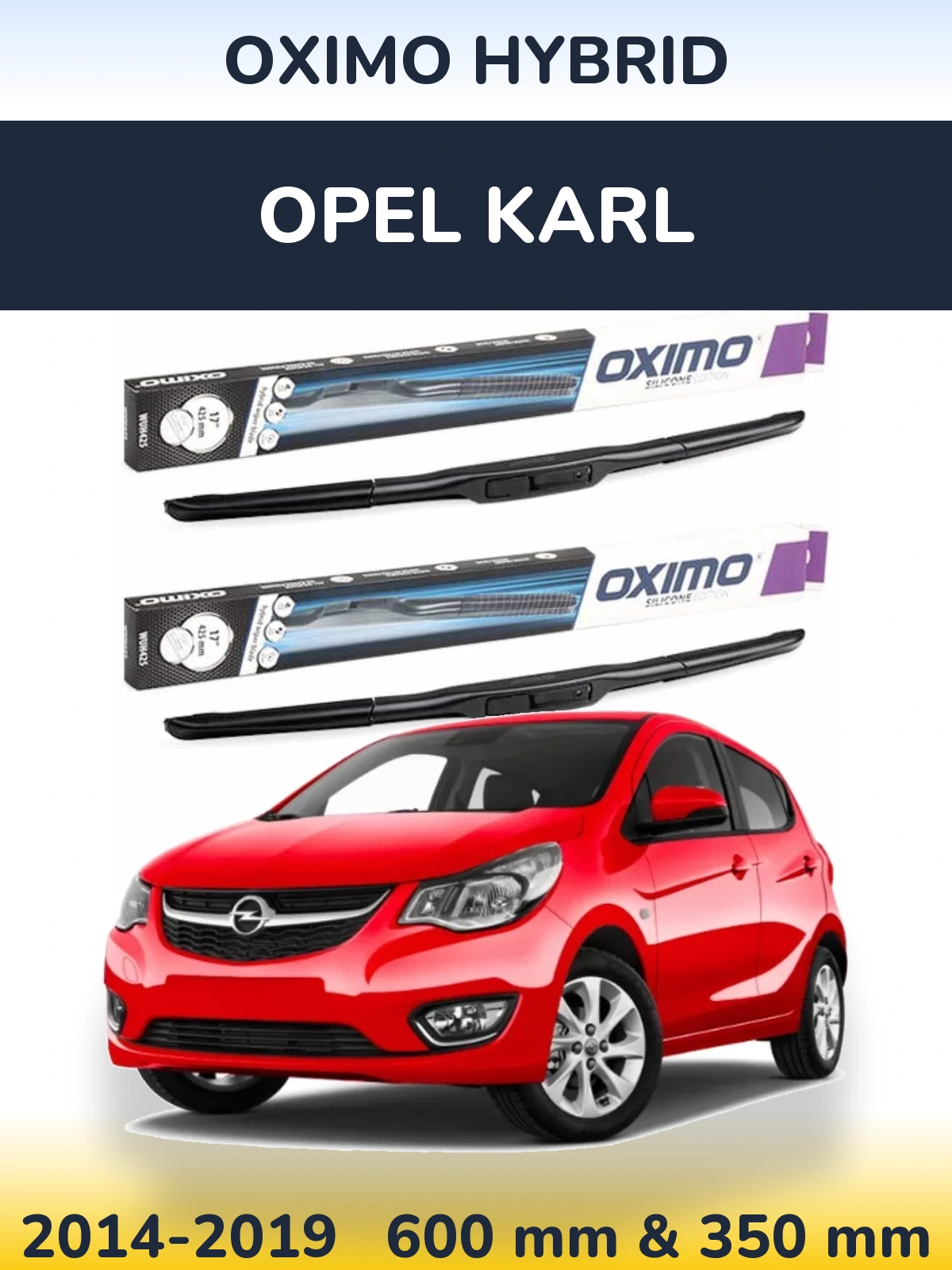 Komplet przednich wycieraczek Oximo Hybrid 600 & 350 mm do Opel Karl 2014-2019