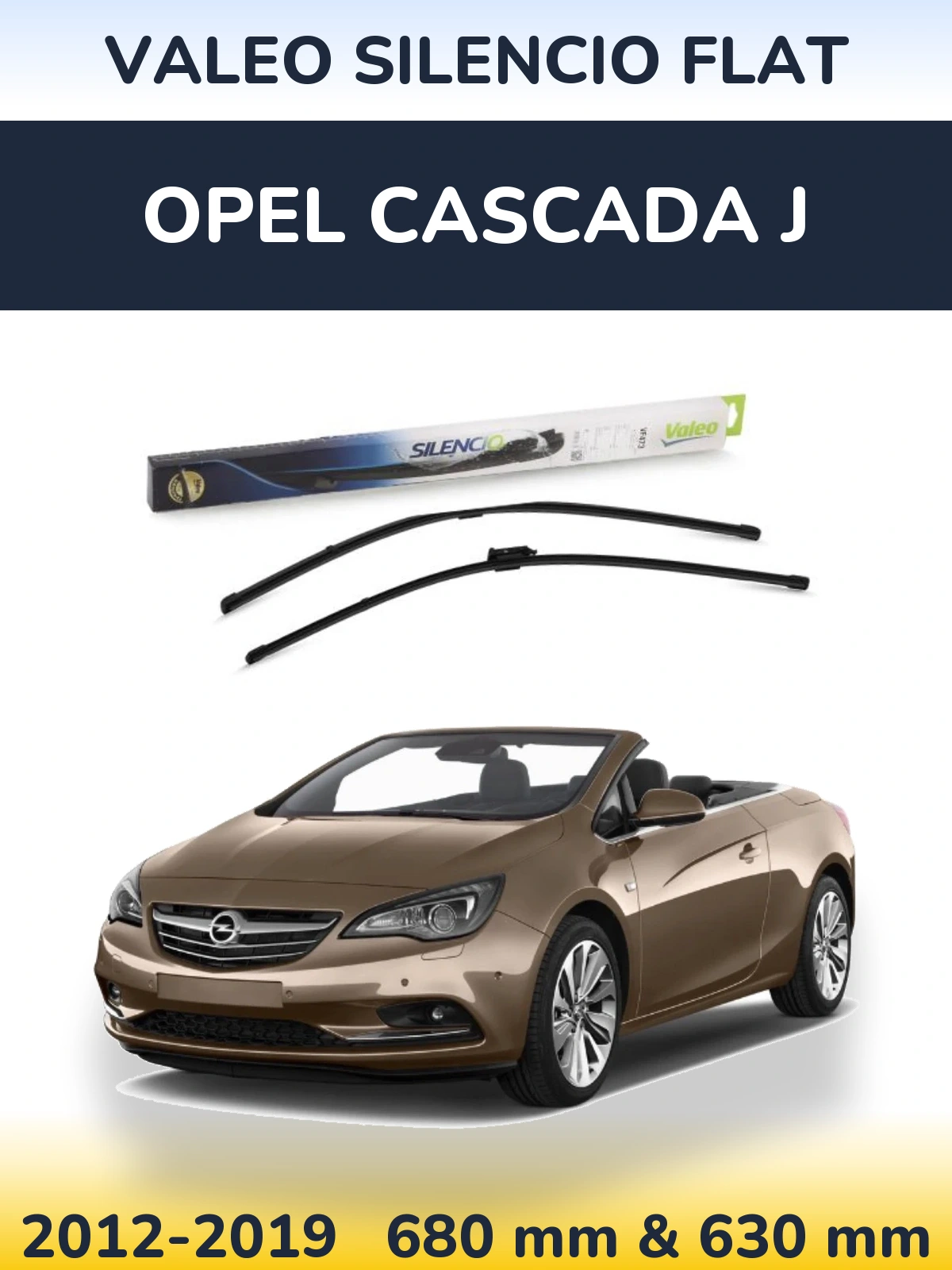 Комплект передних дворников Valeo Silencio Flat 650 & 650 мм для Opel Cascada J 2012-2019