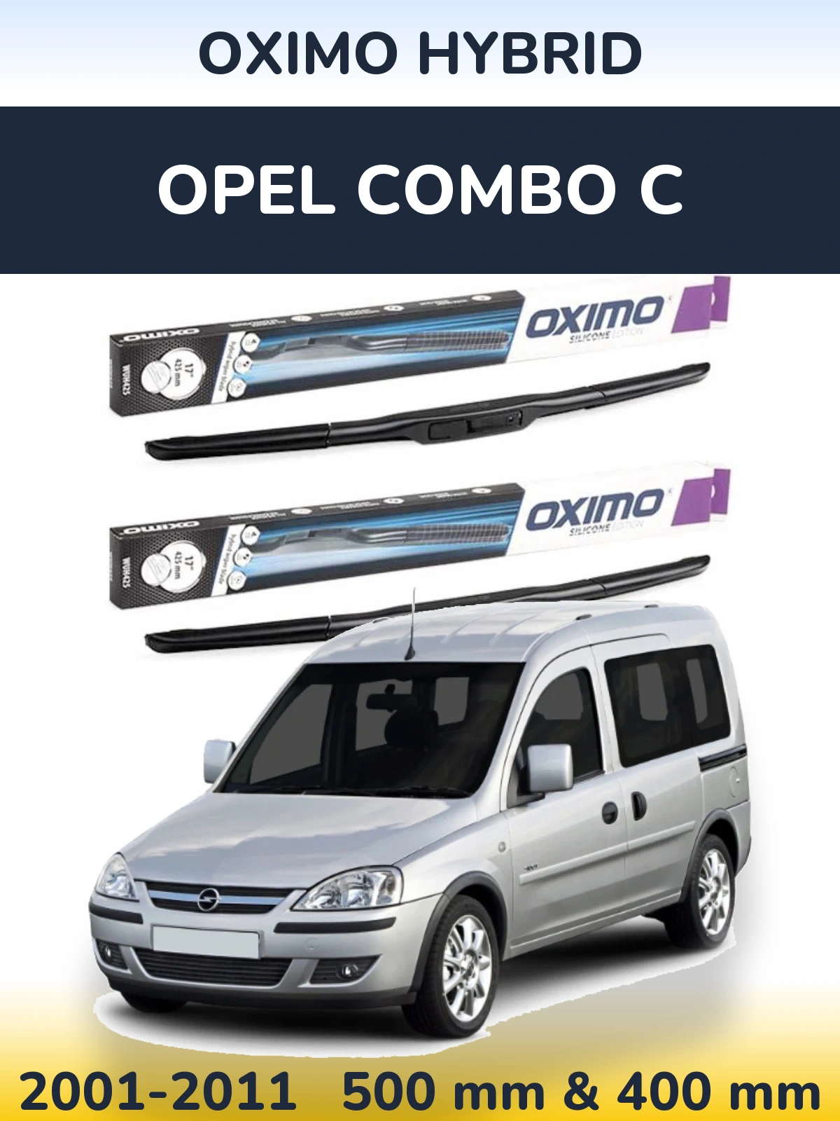 Komplet przednich wycieraczek Oximo Hybrid 500 & 400 mm do Opel Combo C 2001-2011