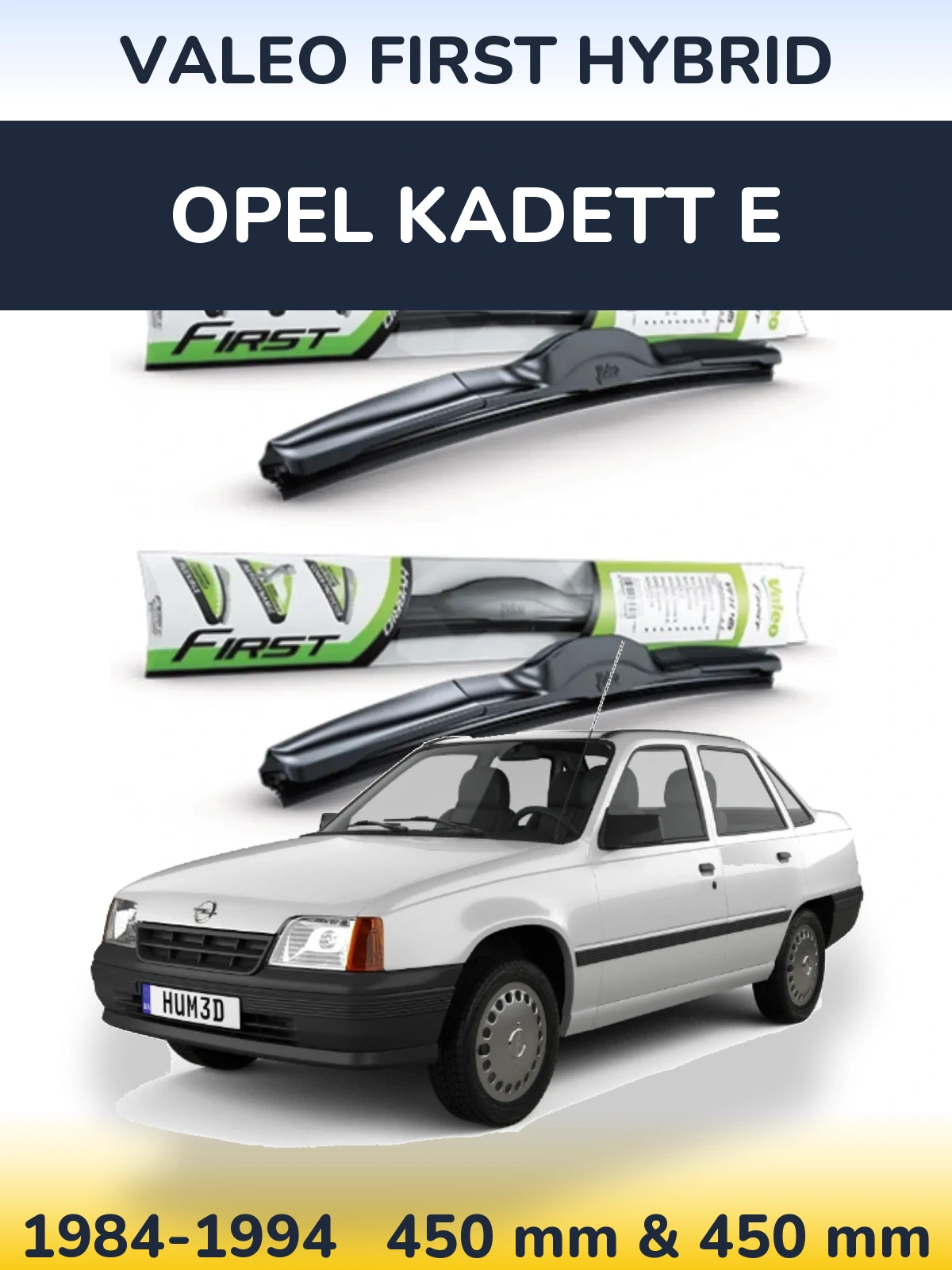 Комплект передних дворников Valeo First Hybrid 450 & 450 мм для Opel Kadett E 1984-1994