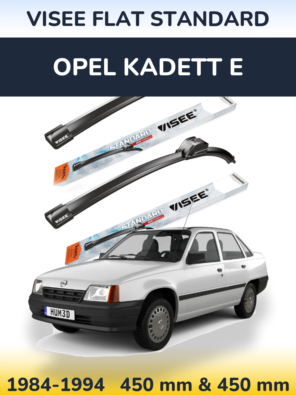 Komplet przednich wycieraczek VISEE FLAT STANDARD 450 & 450 mm do Opel Kadett E 1984-1994