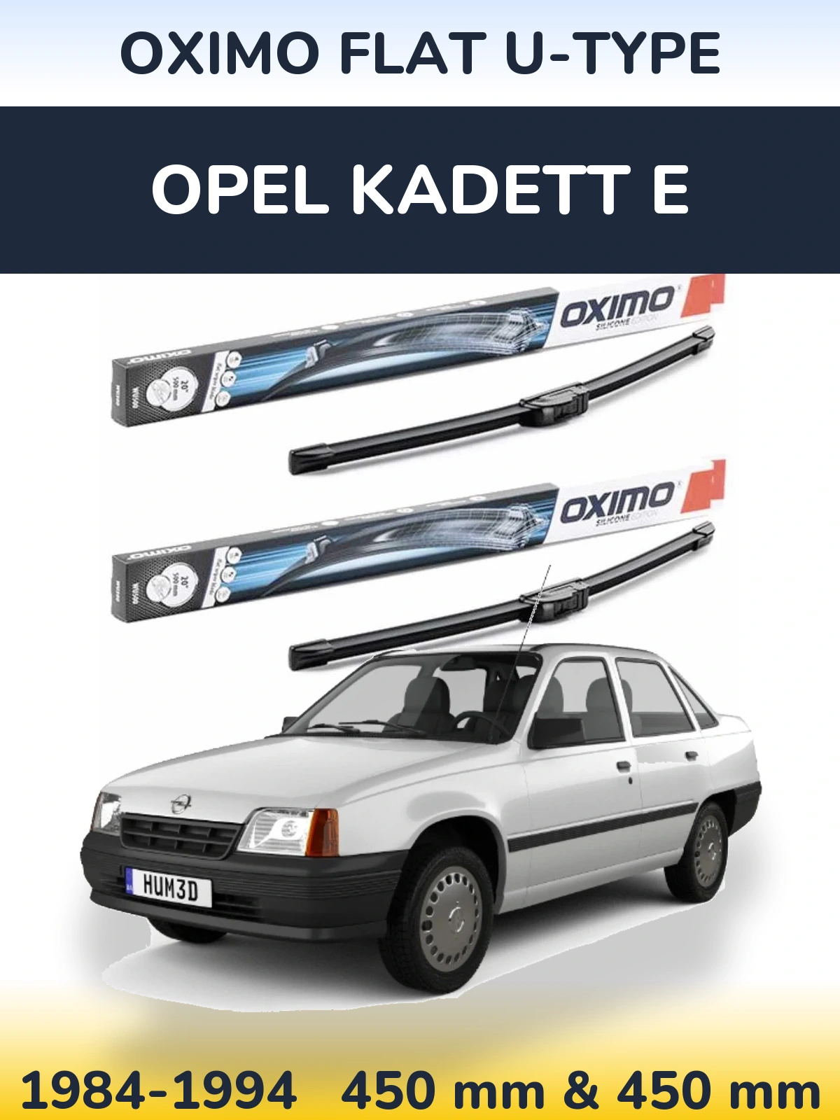 Комплект передних дворников Oximo Flat U-type 450 & 450 мм для Opel Kadett E 1984-1994