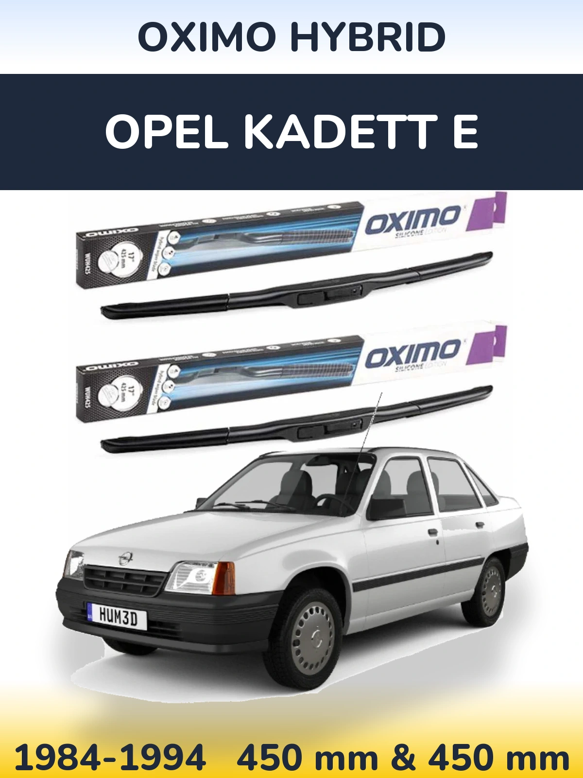 Комплект передних дворников Oximo Hybrid 450 & 450 мм для Opel Kadett E 1984-1994